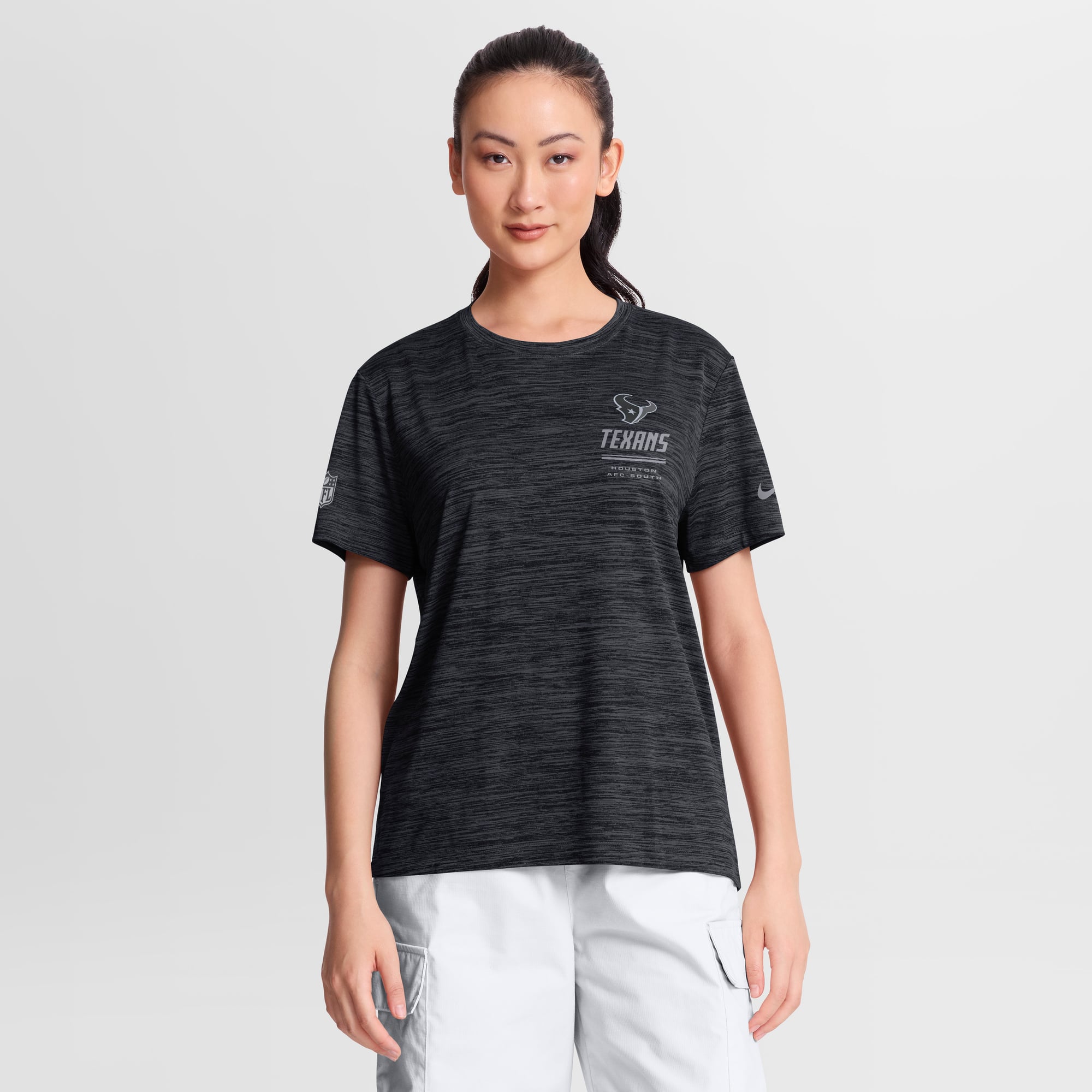T-shirt Nike noir pour femme Houston Texans Sideline Velocity Dri-FIT