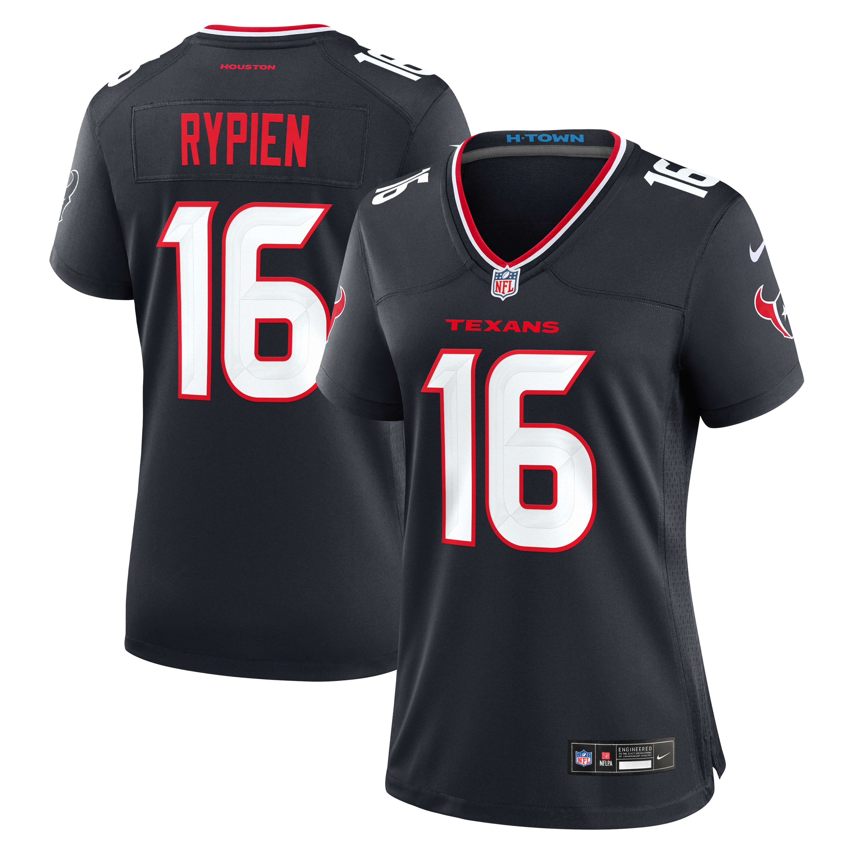 Maillot de match Nike Brett Rypien bleu marine des Houston Texans pour femmes