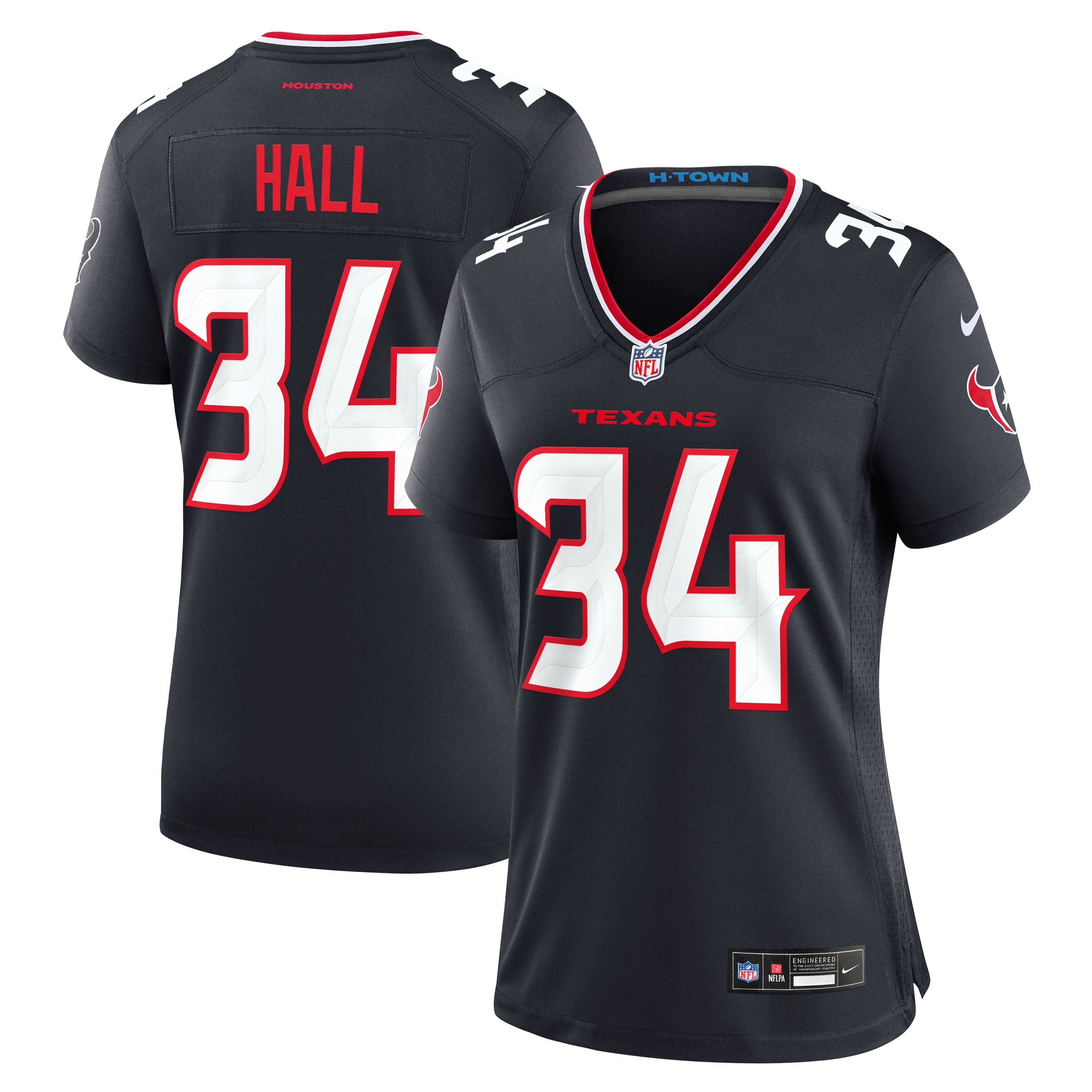 Maillot de match Nike Bryce Hall bleu marine des Houston Texans pour femmes