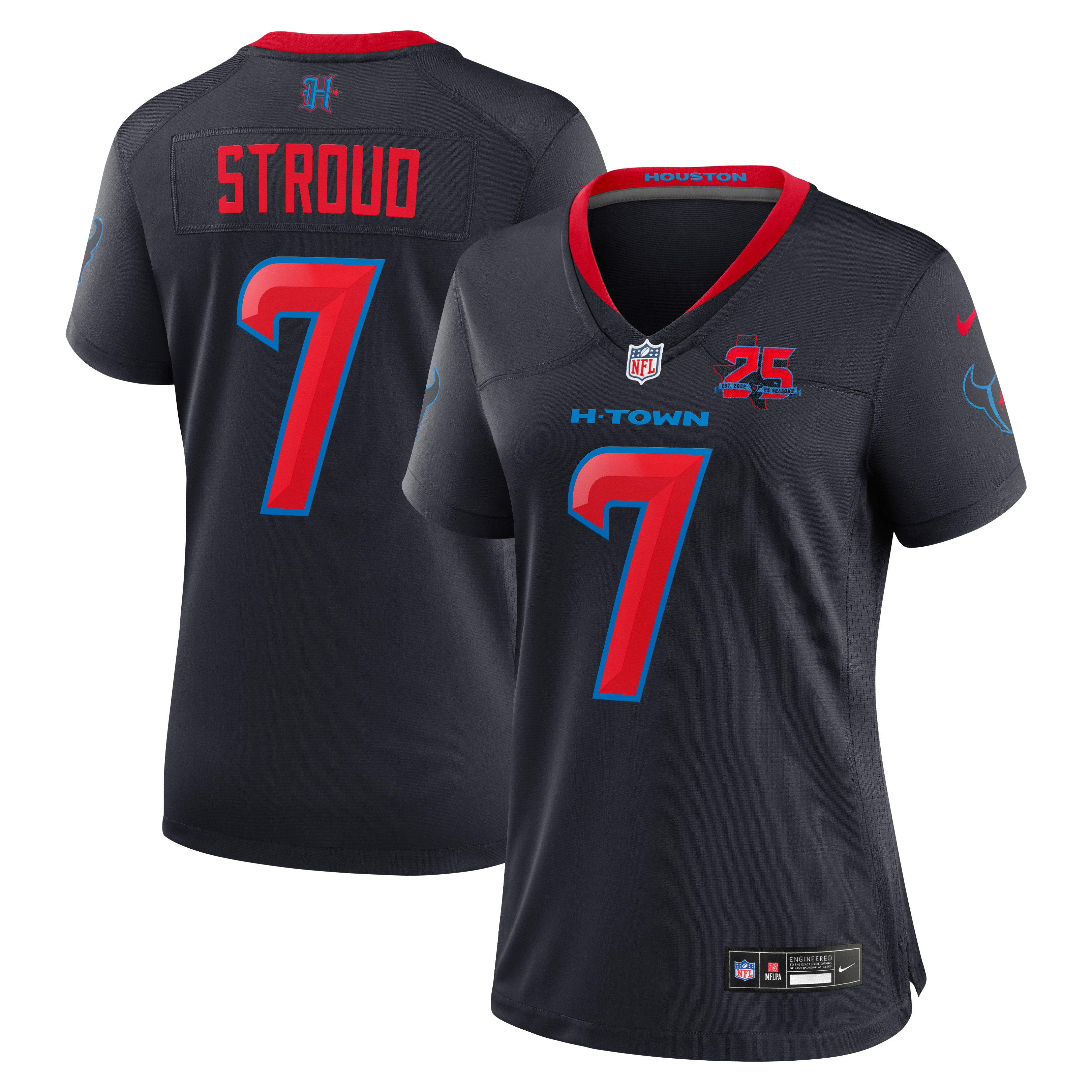 Maillot de match Nike C.J. Stroud bleu marine des Houston Texans, édition alternative 25e saison, pour femme