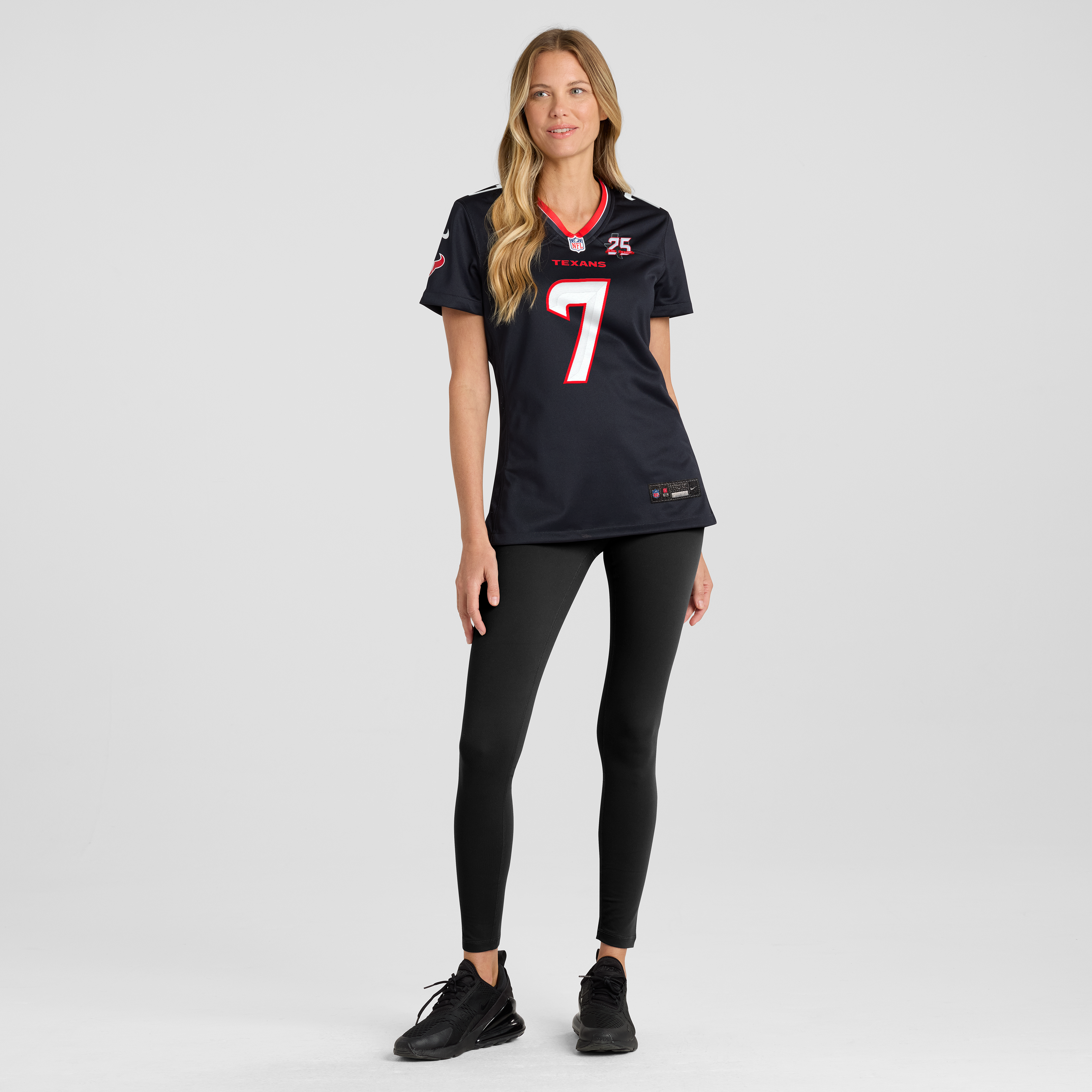 Maillot de match Nike C.J. Stroud bleu marine pour femme, Houston Texans, 25e saison