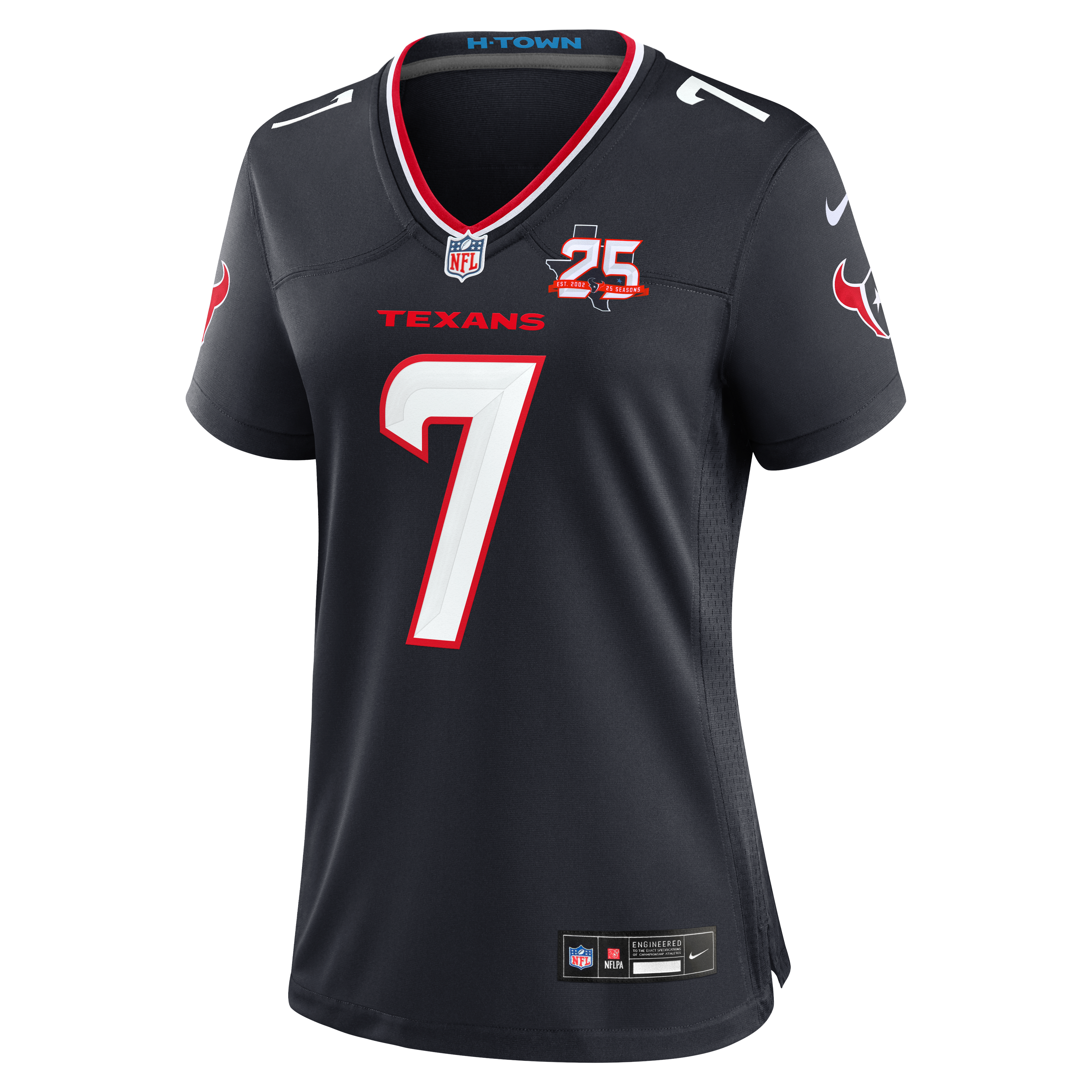 Maillot de match Nike C.J. Stroud bleu marine pour femme, Houston Texans, 25e saison