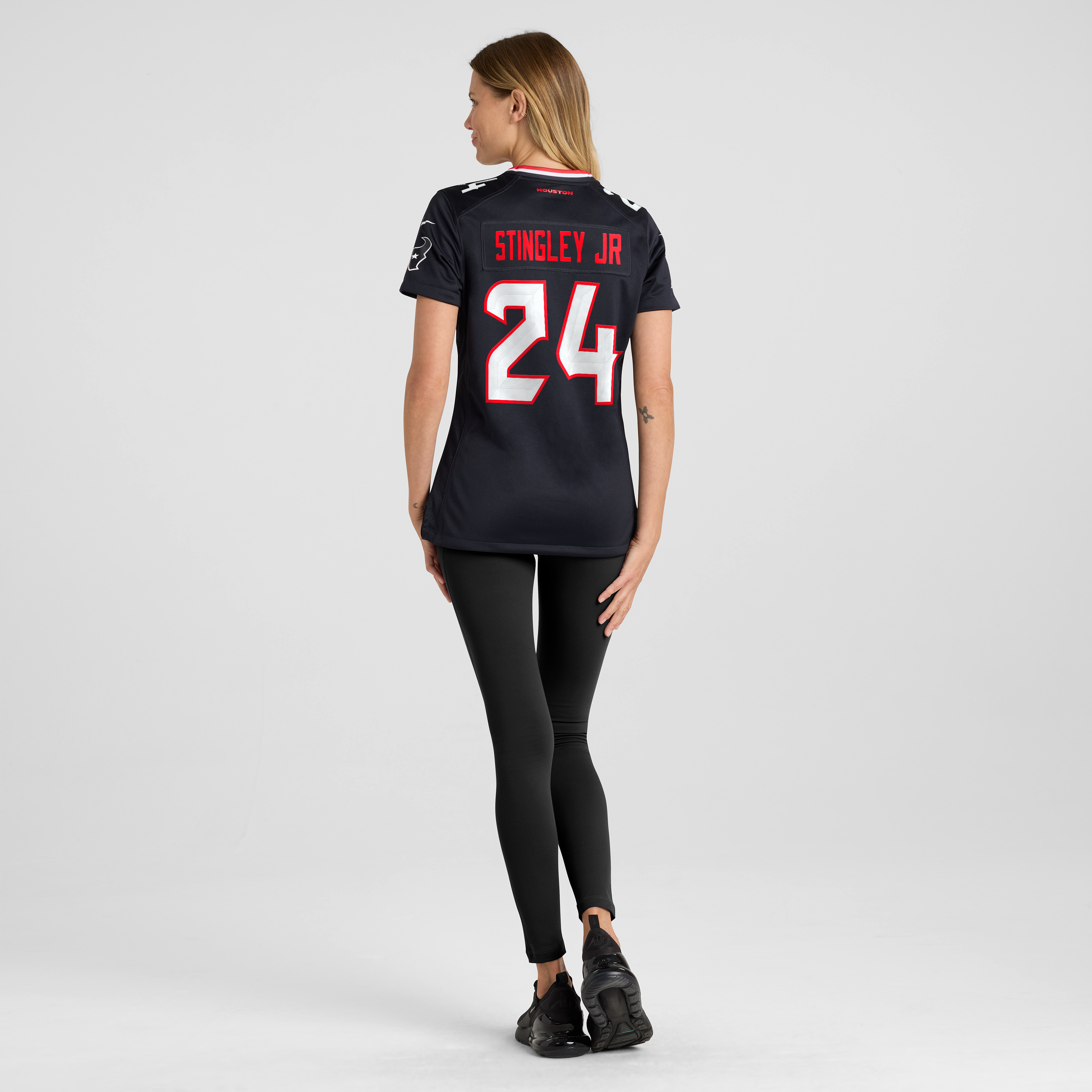 Maillot Nike Derek Stingley Jr. bleu marine des Houston Texans pour femme, commémorant la 25e saison de l'équipe