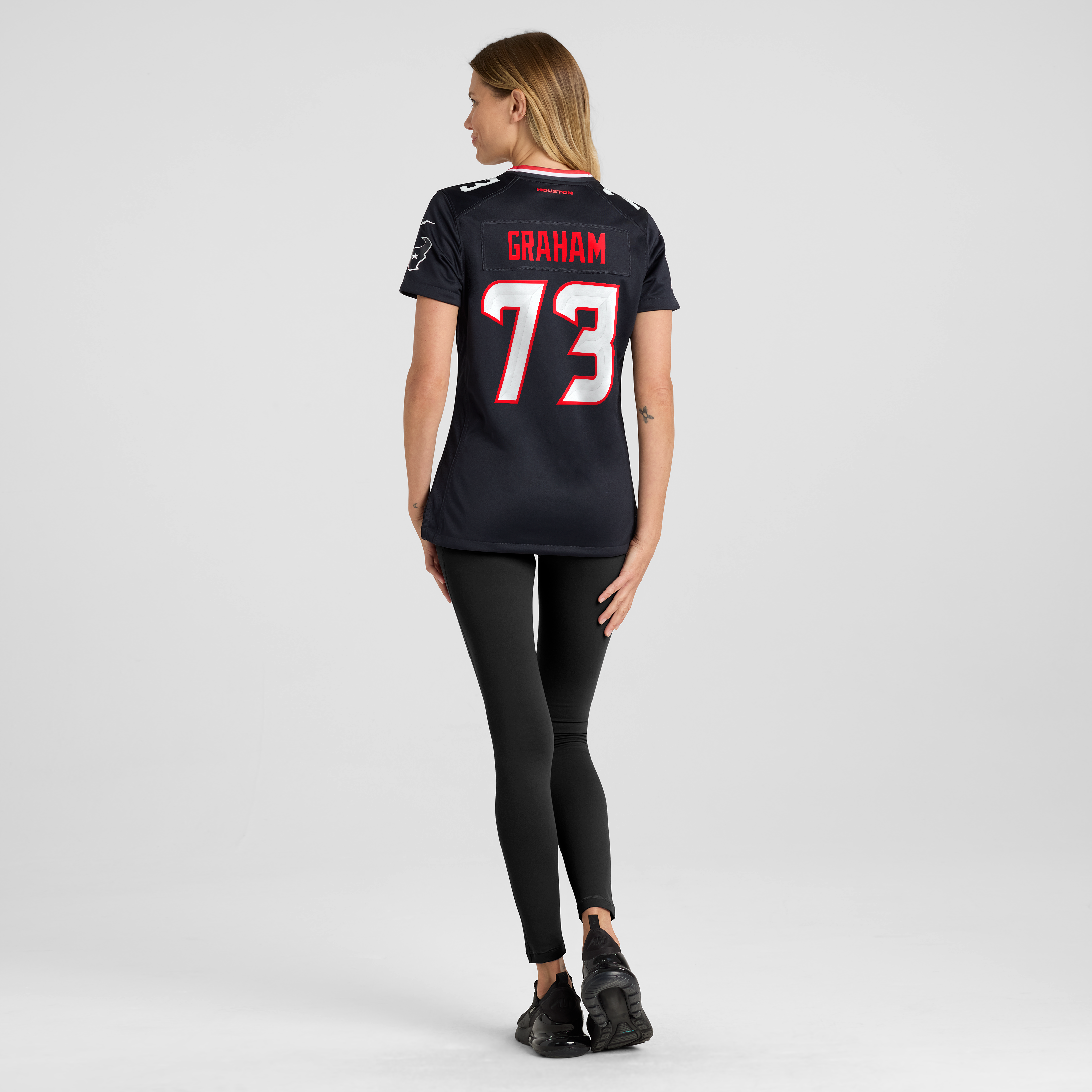 Maillot de match Nike Derrick Graham bleu marine des Houston Texans pour femmes