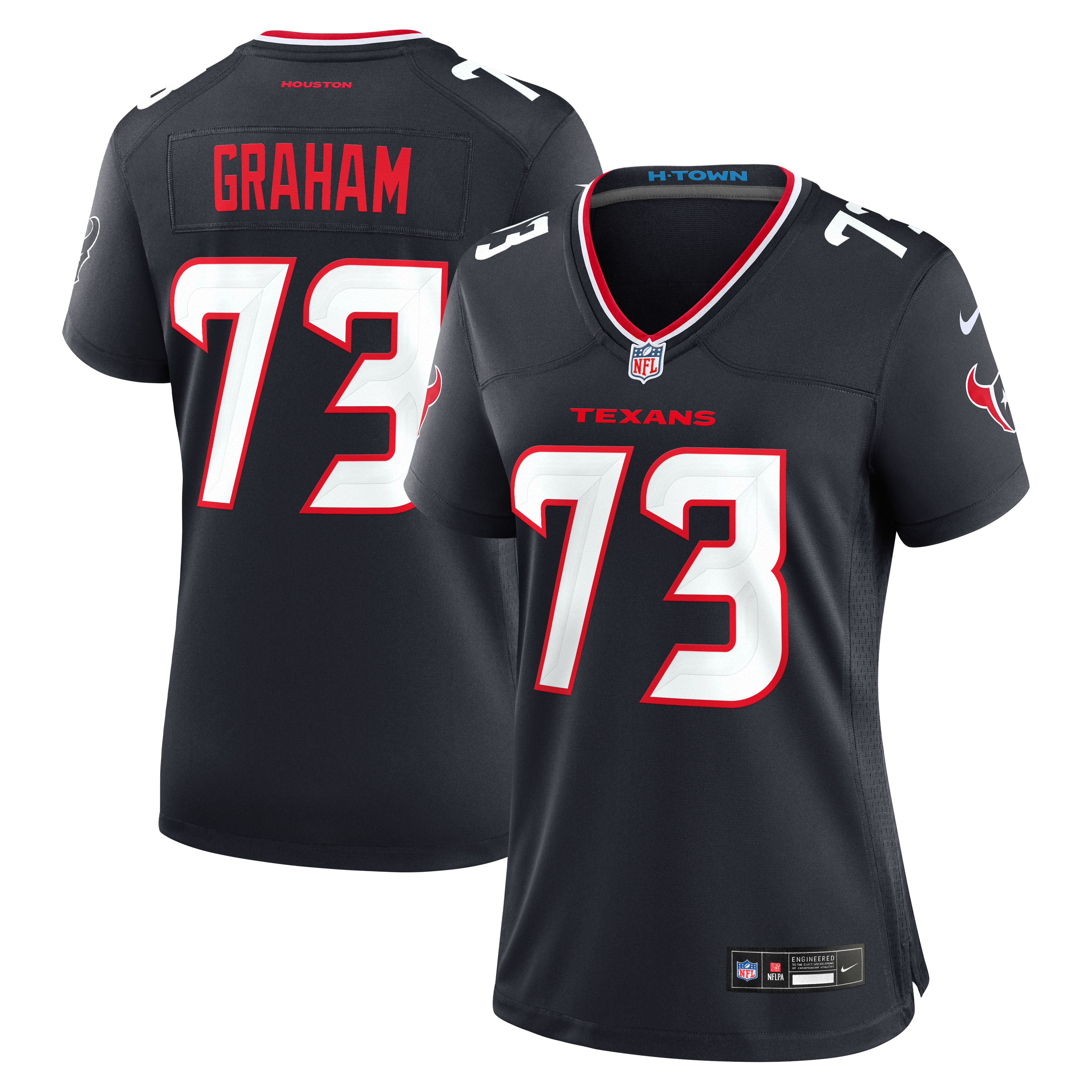 Maillot de match Nike Derrick Graham bleu marine des Houston Texans pour femmes