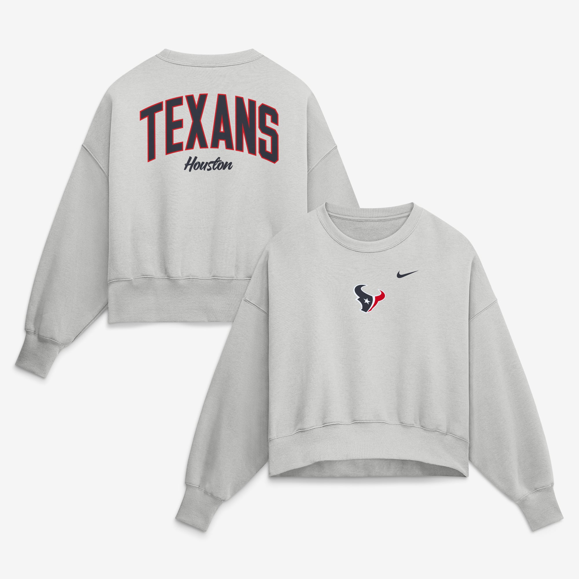 Sweat-shirt polaire surdimensionné Nike gris Houston Texans Primetime Phoenix pour femme