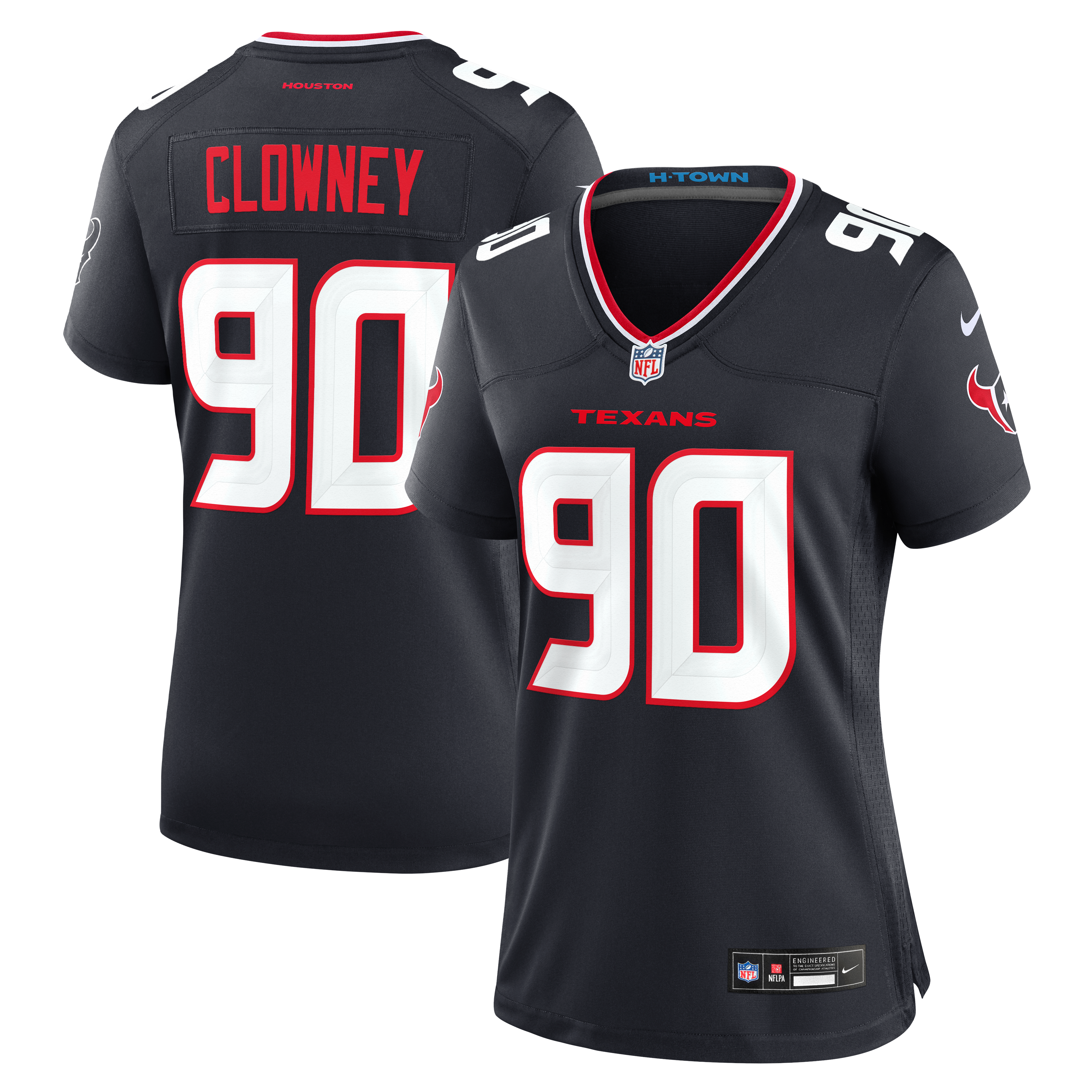 Maillot de match Nike Jadeveon Clowney bleu marine des Houston Texans pour femmes