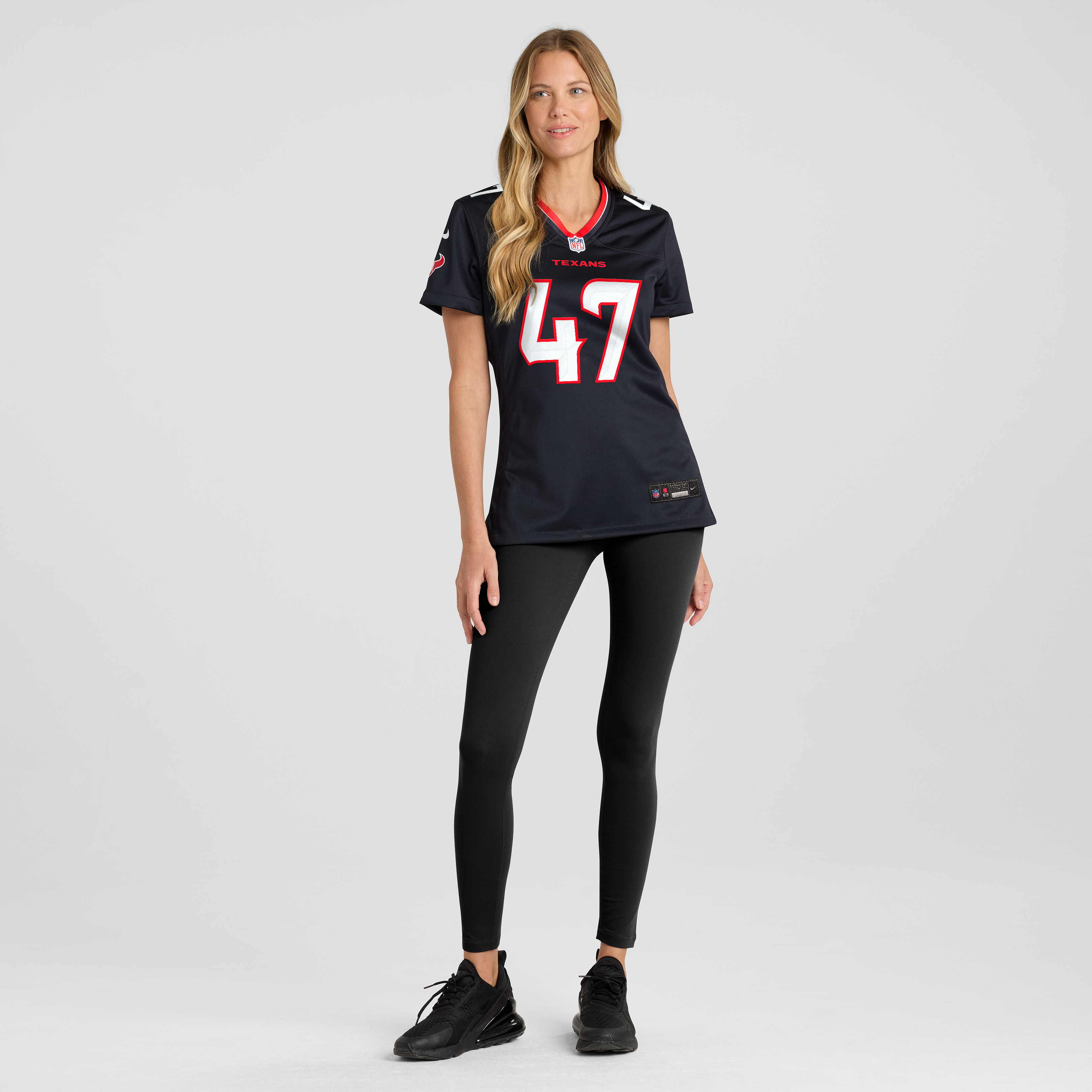 Maillot de match Nike Louis Hansen bleu marine des Houston Texans pour femmes