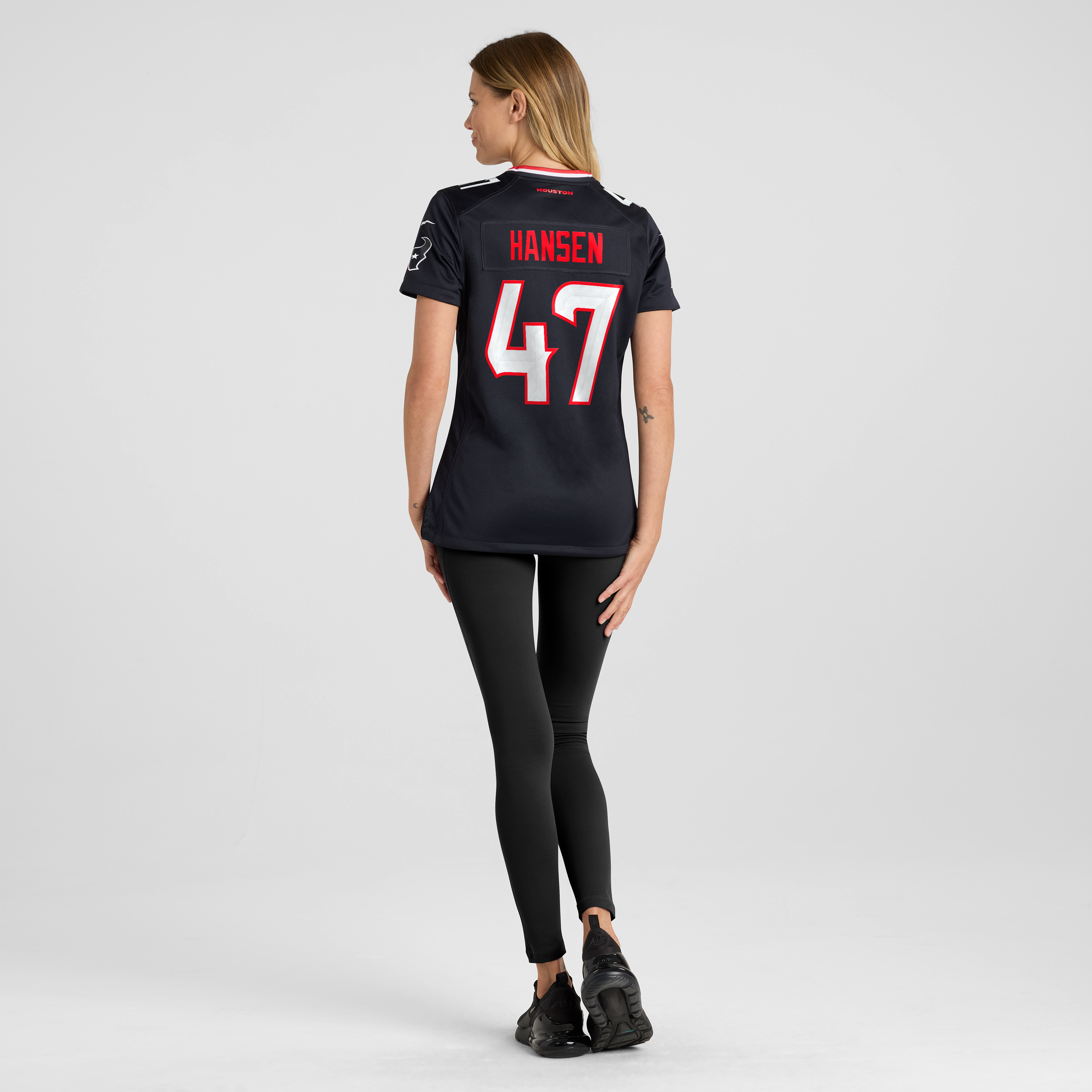 Maillot de match Nike Louis Hansen bleu marine des Houston Texans pour femmes