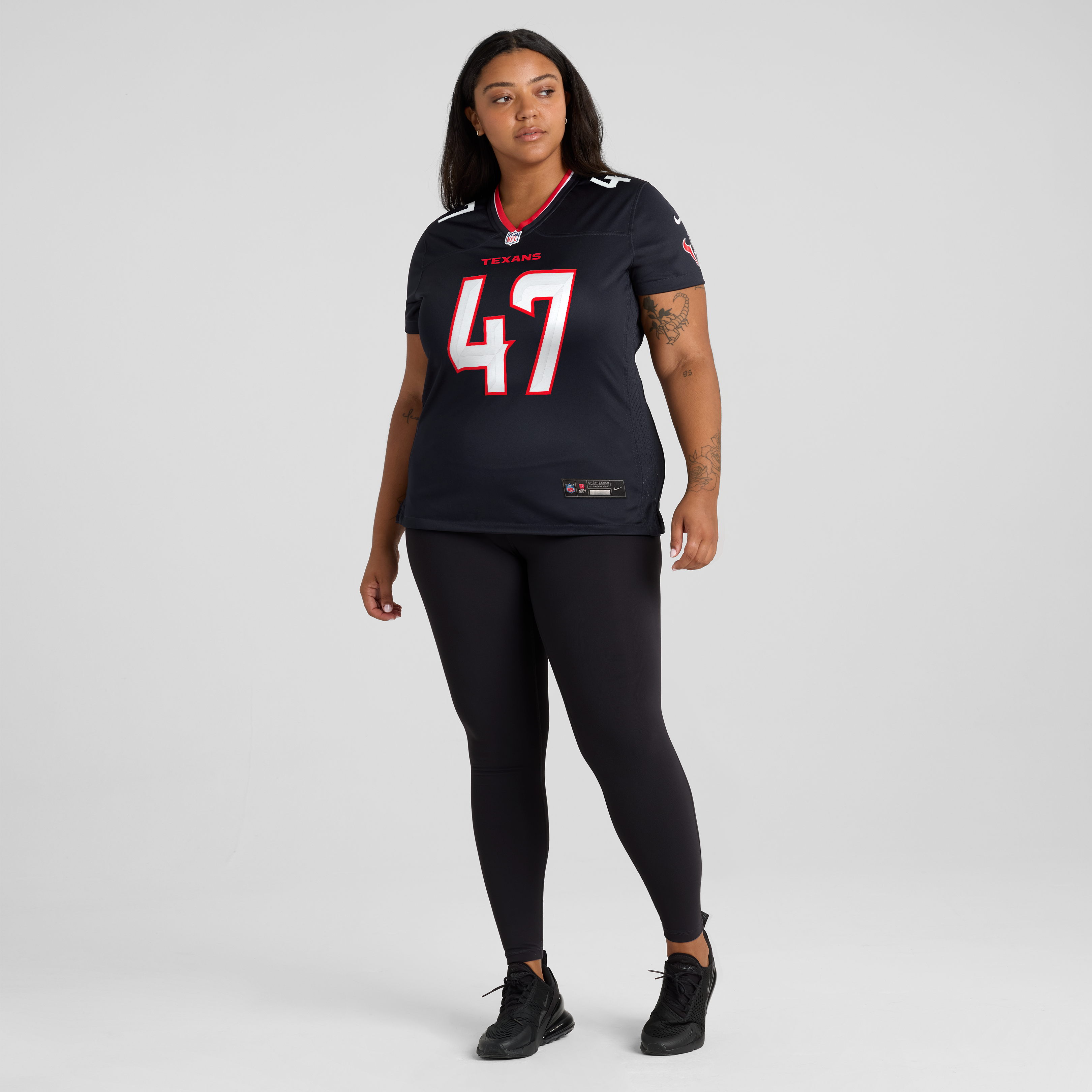Maillot de match Nike Louis Hansen bleu marine des Houston Texans pour femmes