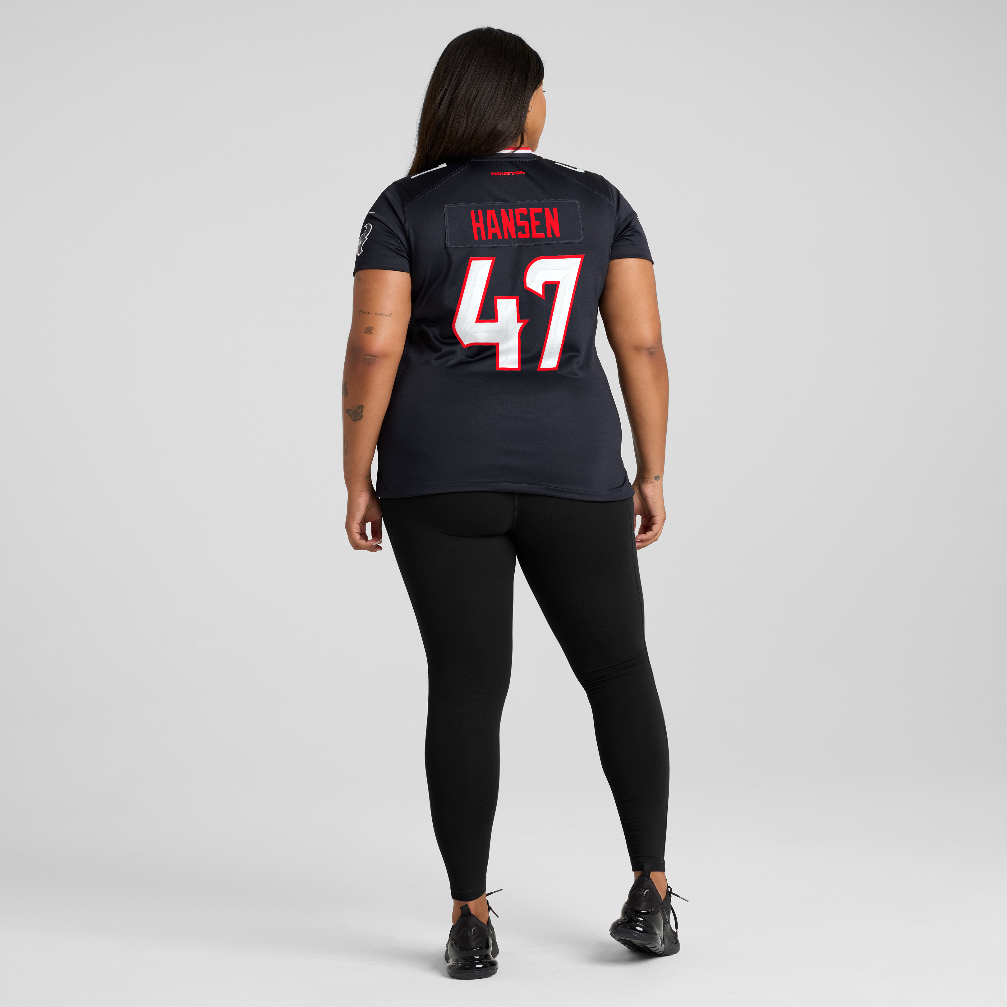 Maillot de match Nike Louis Hansen bleu marine des Houston Texans pour femmes