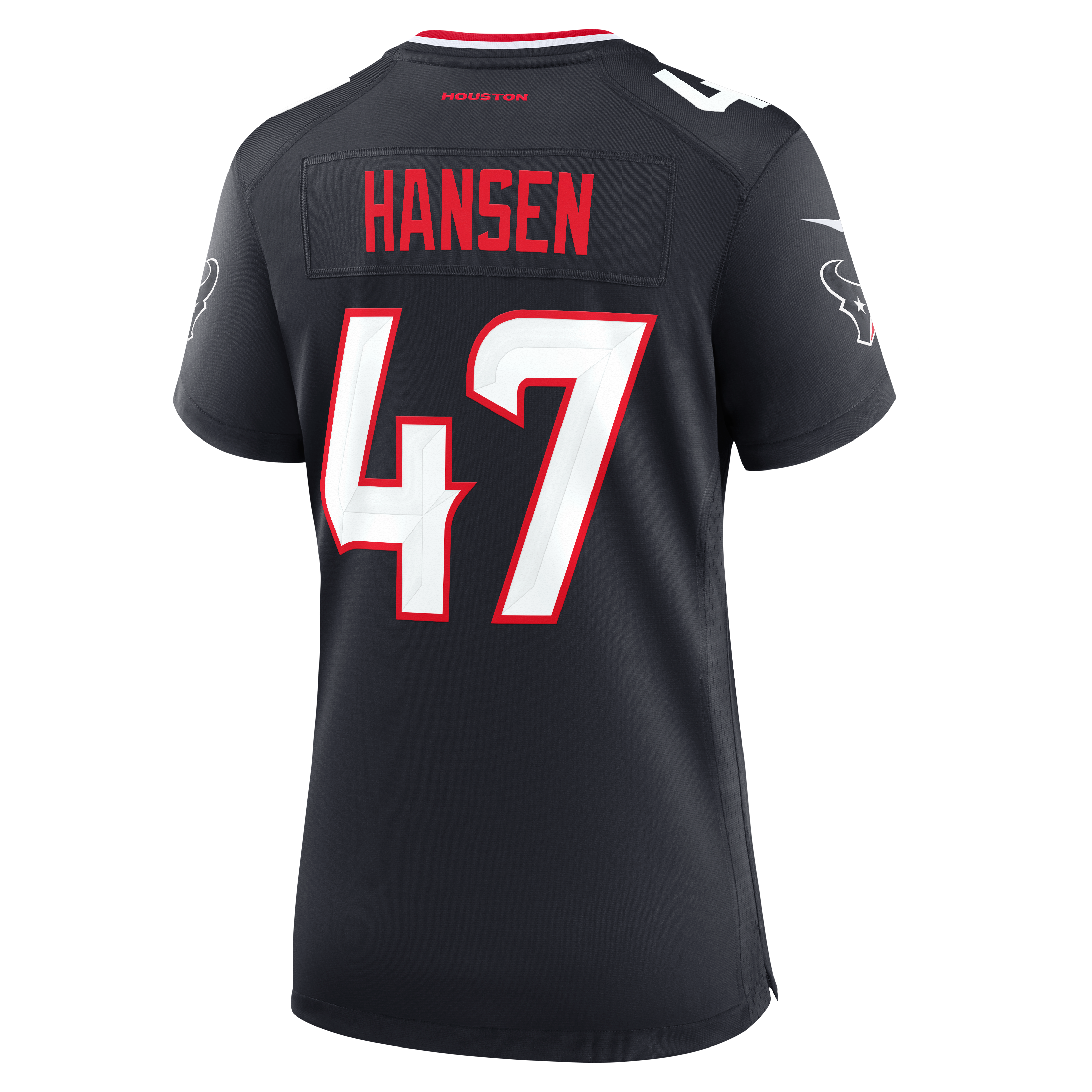 Maillot de match Nike Louis Hansen bleu marine des Houston Texans pour femmes