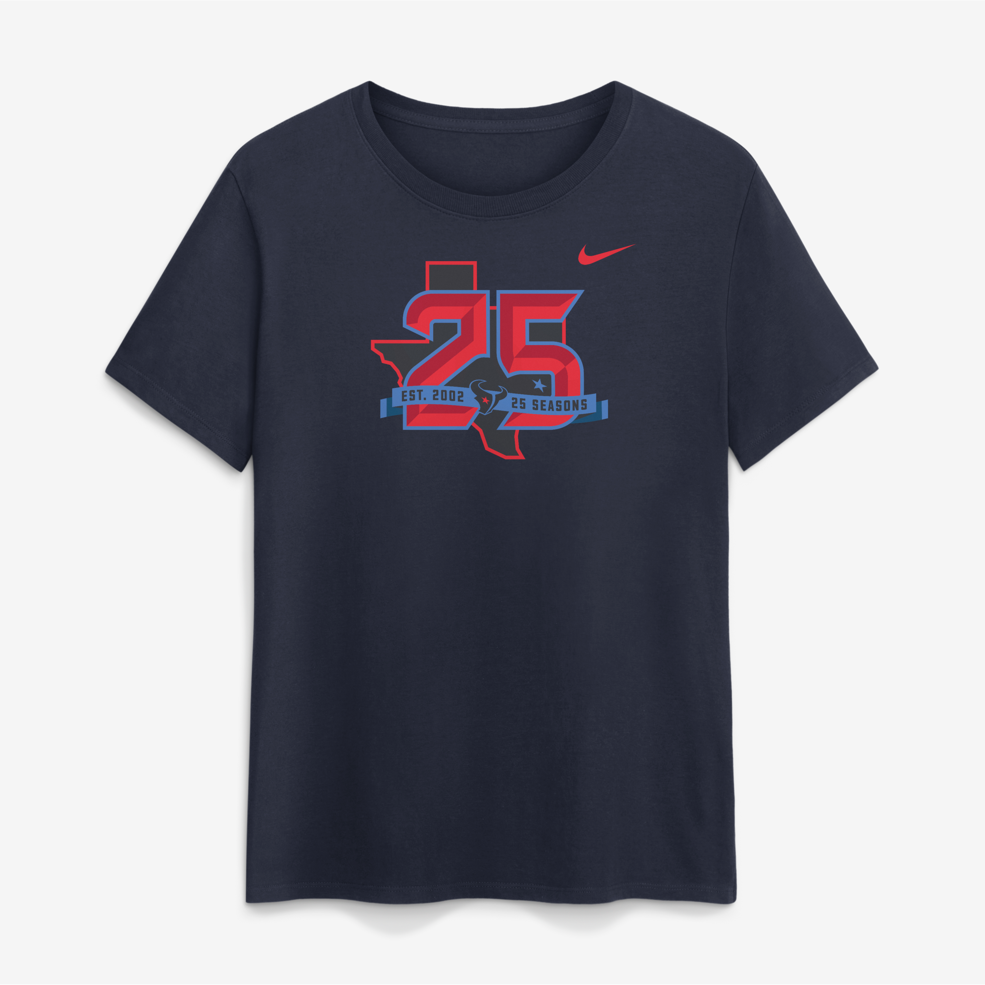 T-shirt Nike bleu marine pour femmes, Houston Texans, 25e saison