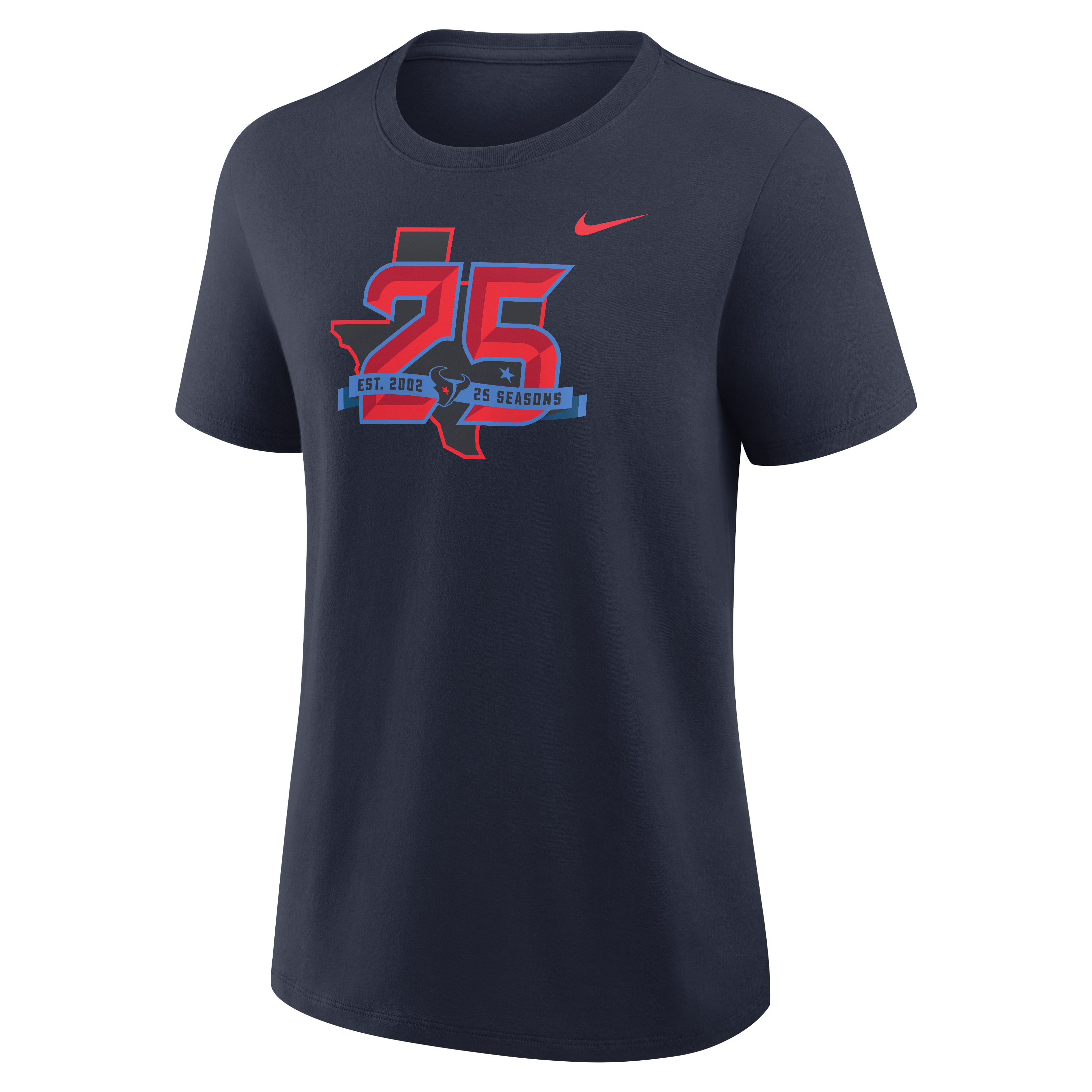 T-shirt Nike bleu marine pour femmes, Houston Texans, 25e saison