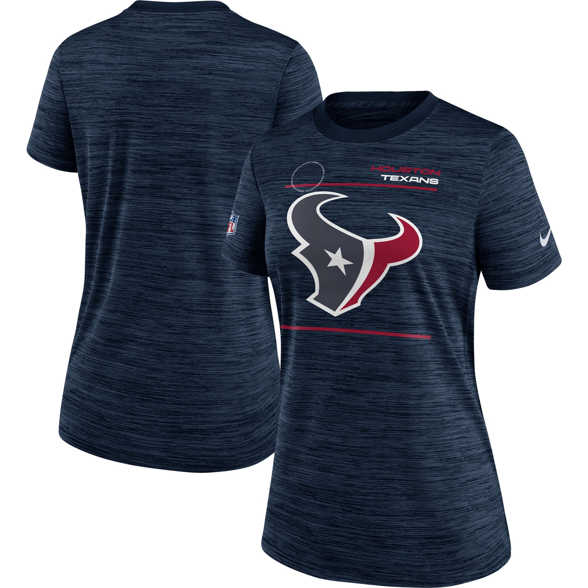 T-shirt Nike Houston Texans Velocity Sideline Performance pour femme - Bleu marine