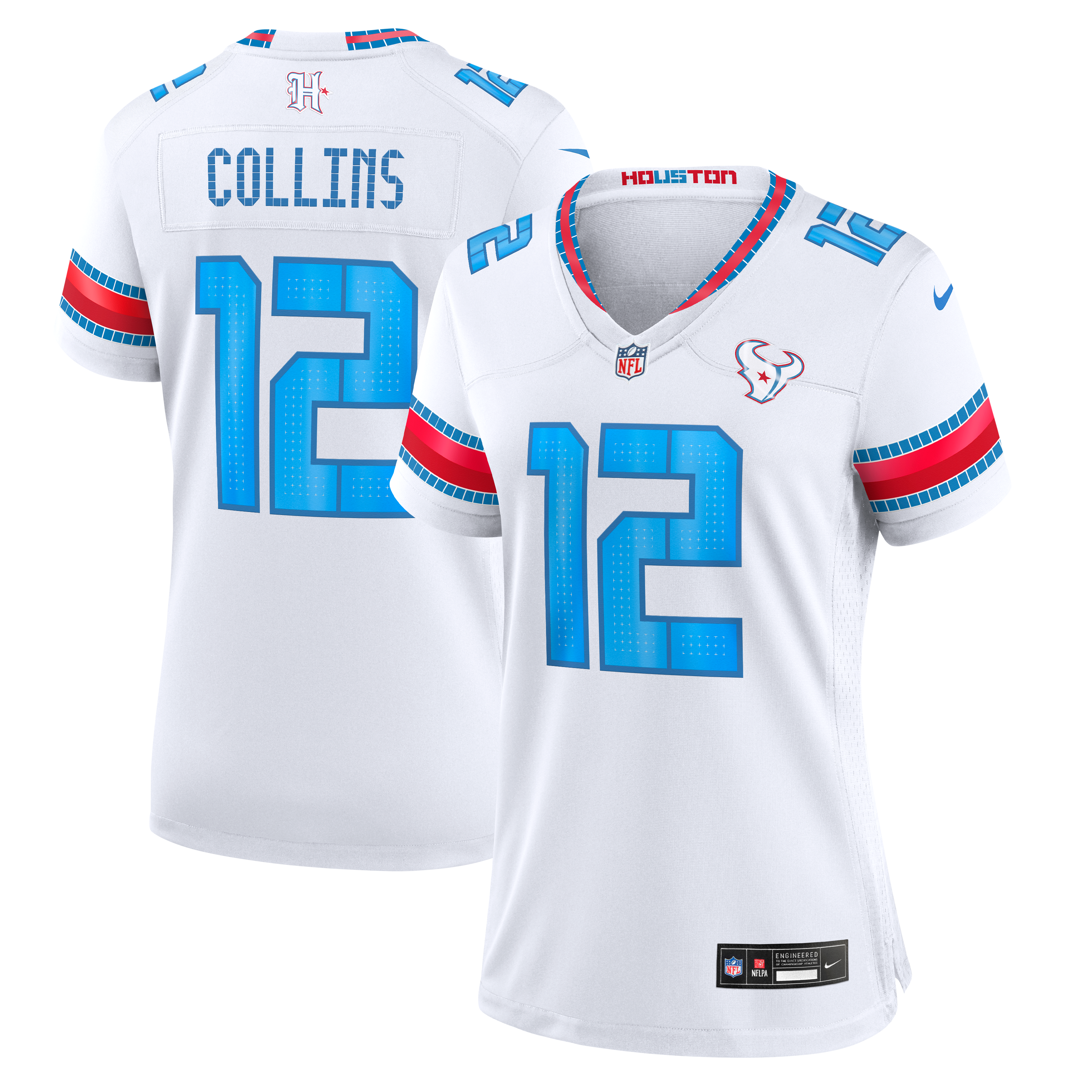 Maillot de match Nike Nico Collins blanc pour femme, collection Rivalries 2026 des Houston Texans.