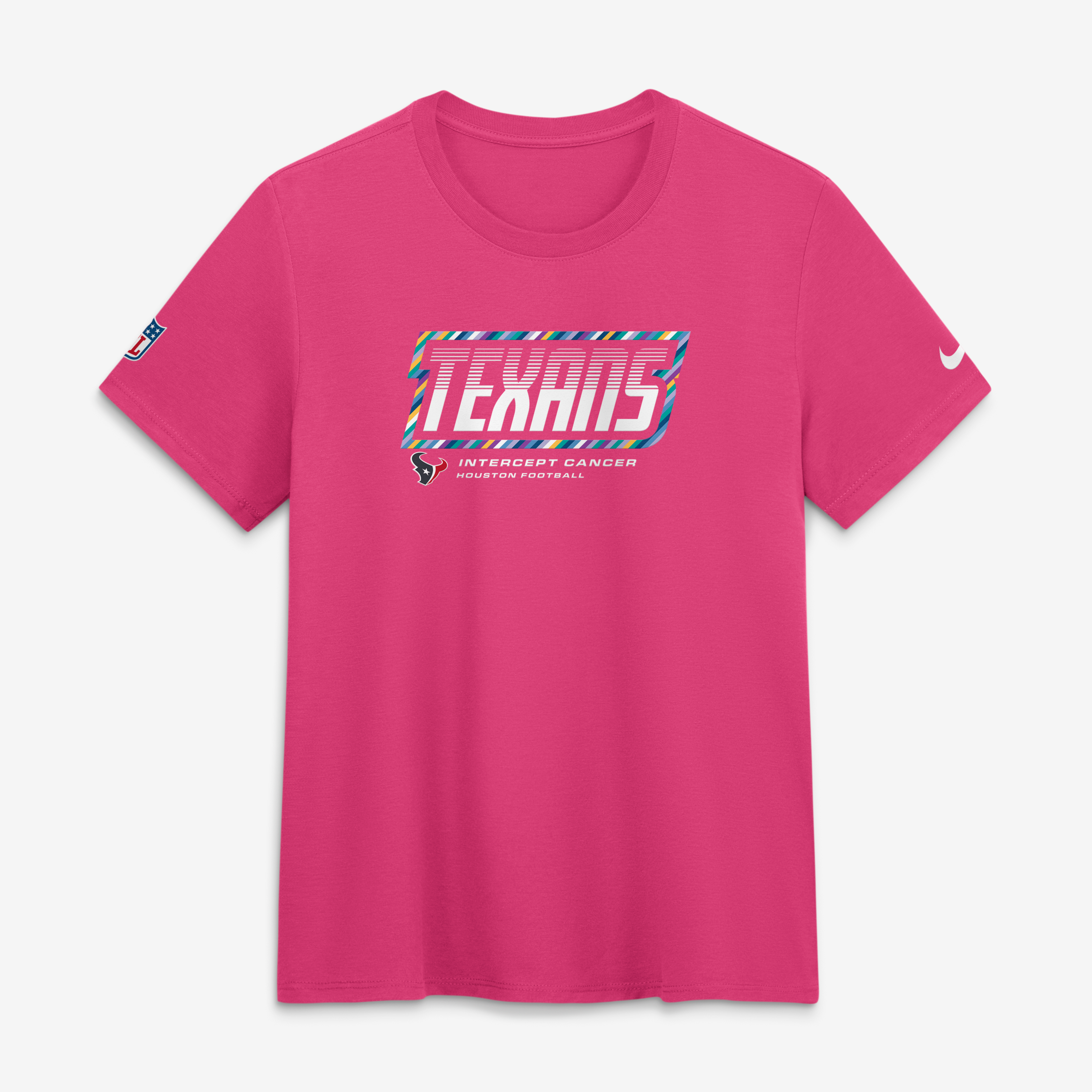 Women's Nike  Pink Houston Texans 2026 NFL Crucial Catch Tri-Blend Dri-FIT T-Shirt