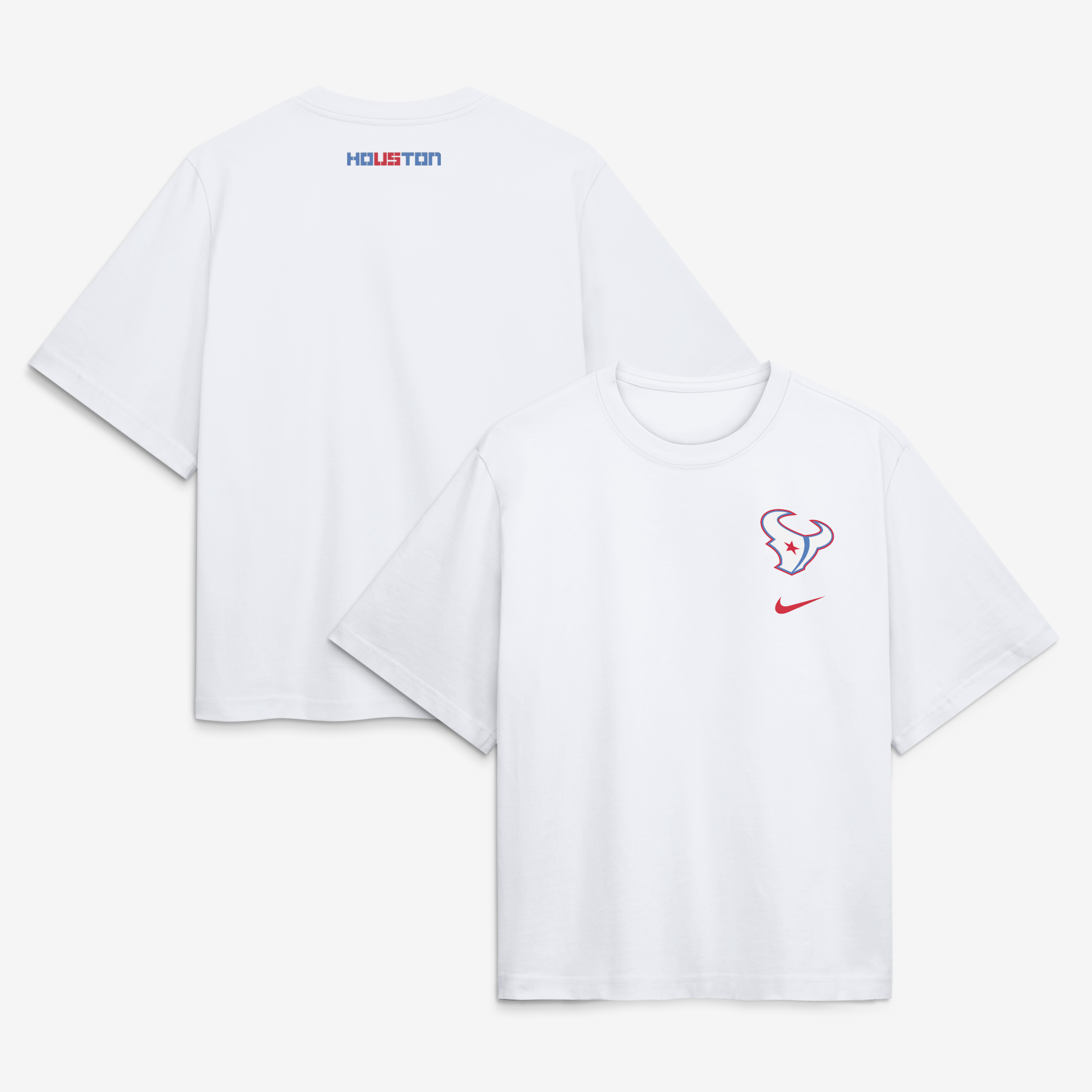 T-shirt boxy Nike blanc pour femme, collection Houston Texans 2026 Rivalries