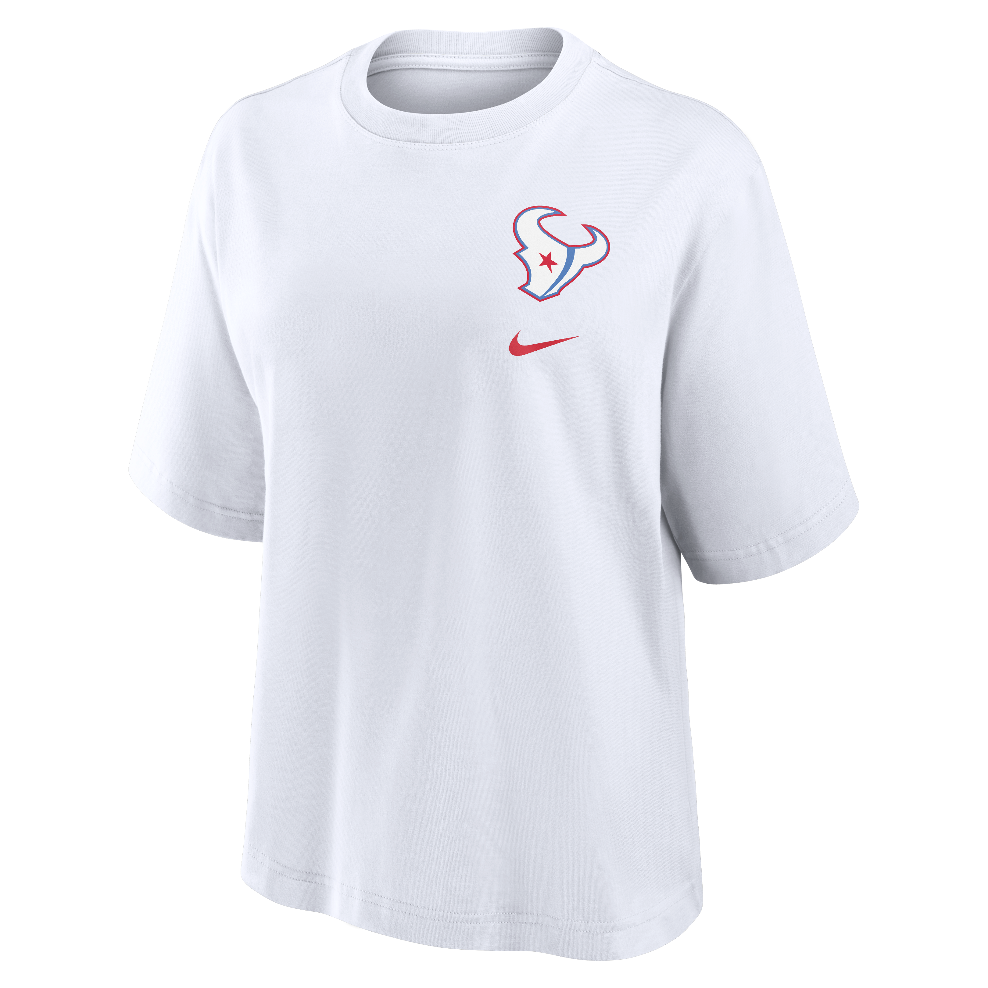 T-shirt boxy Nike blanc pour femme, collection Houston Texans 2026 Rivalries