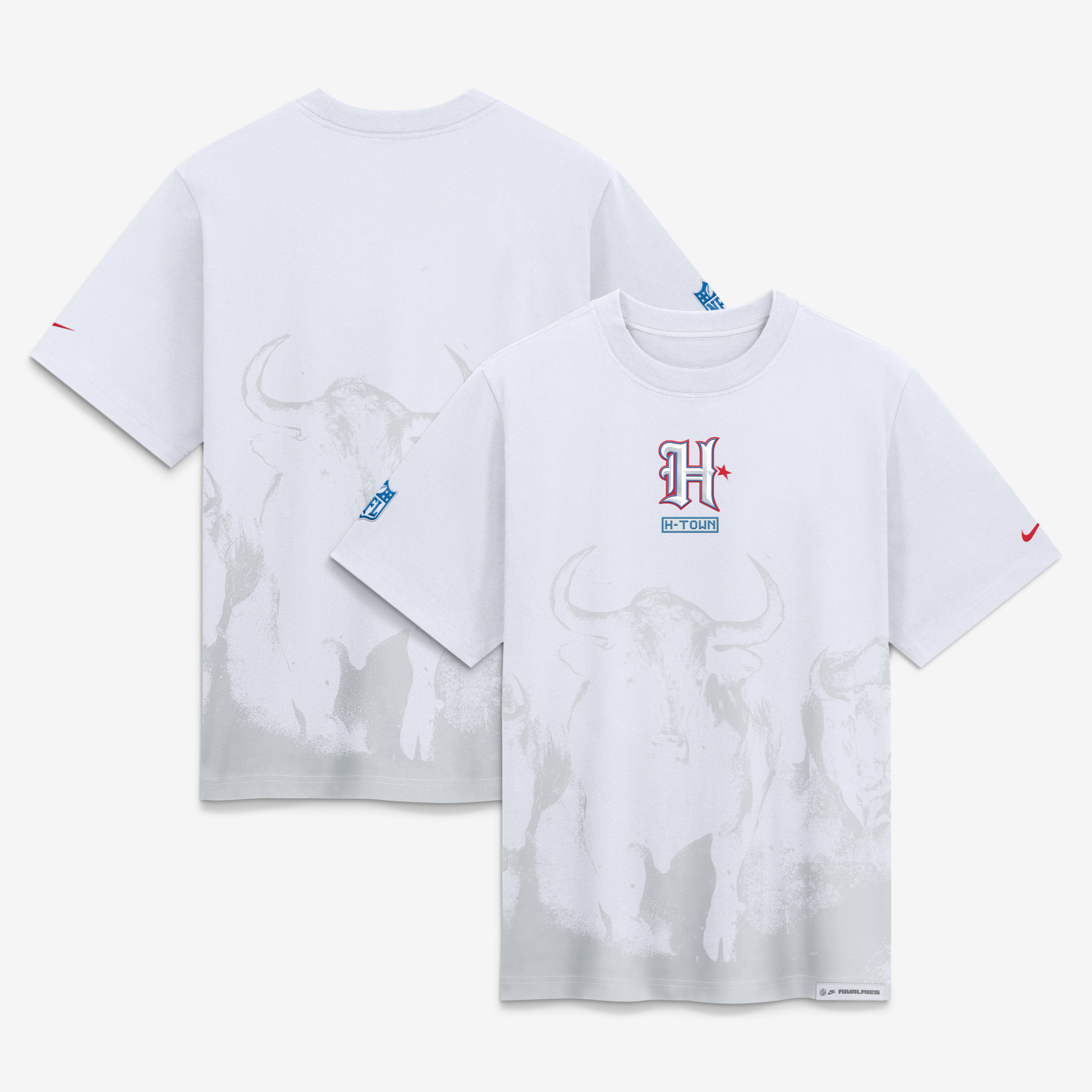 T-shirt boyfriend ample Nike pour femme, collection Rivalries 2026 des Houston Texans, blanc