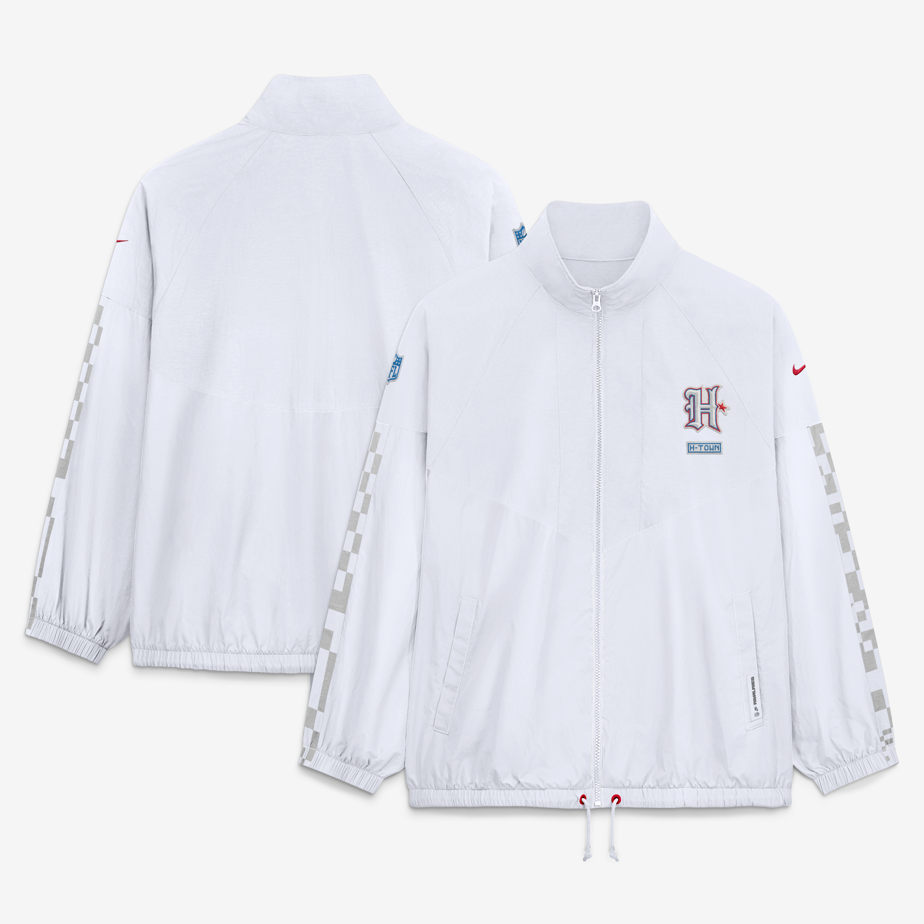 Veste zippée oversize Nike blanche pour femme, collection Houston Texans 2026 Rivalries