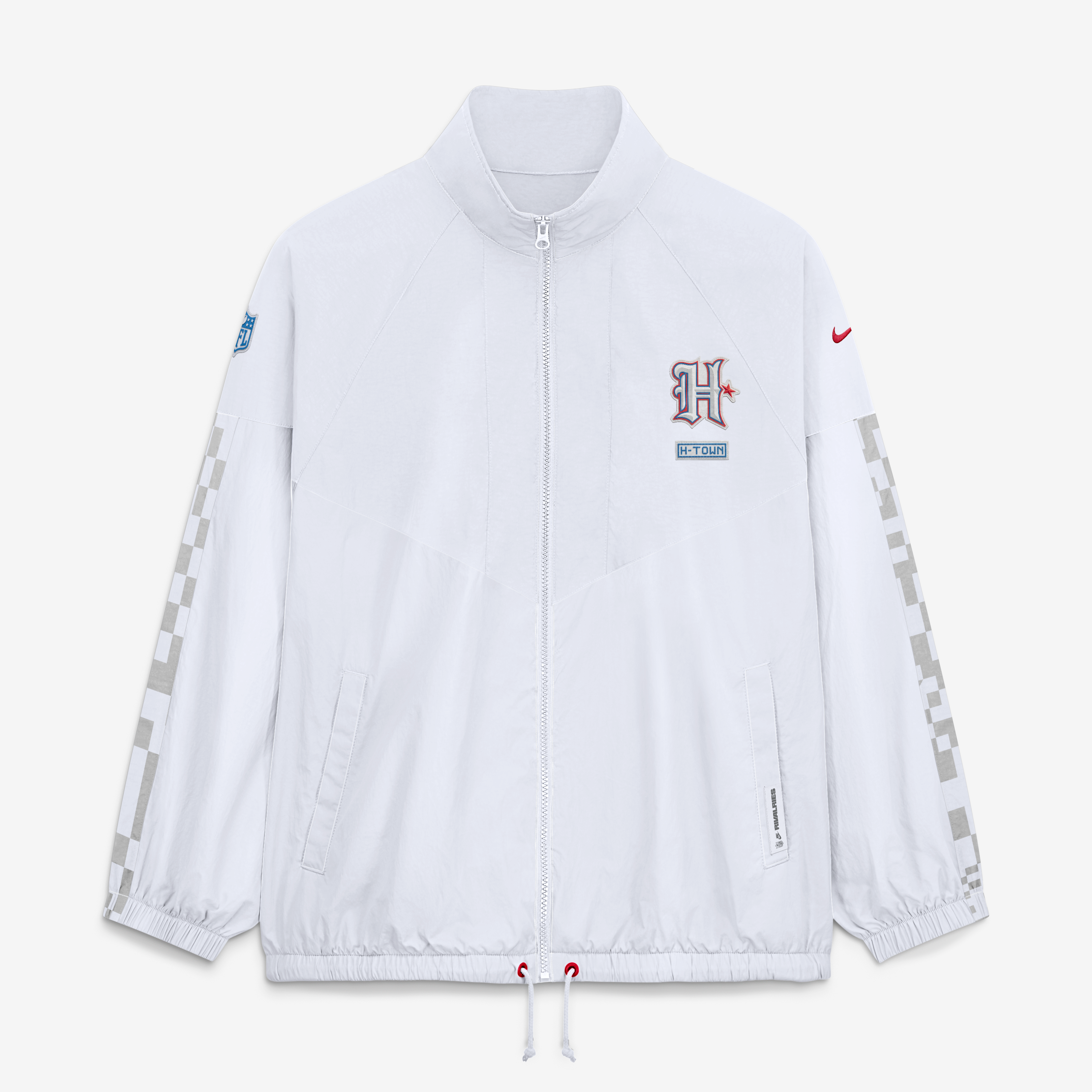 Veste zippée oversize Nike blanche pour femme, collection Houston Texans 2026 Rivalries