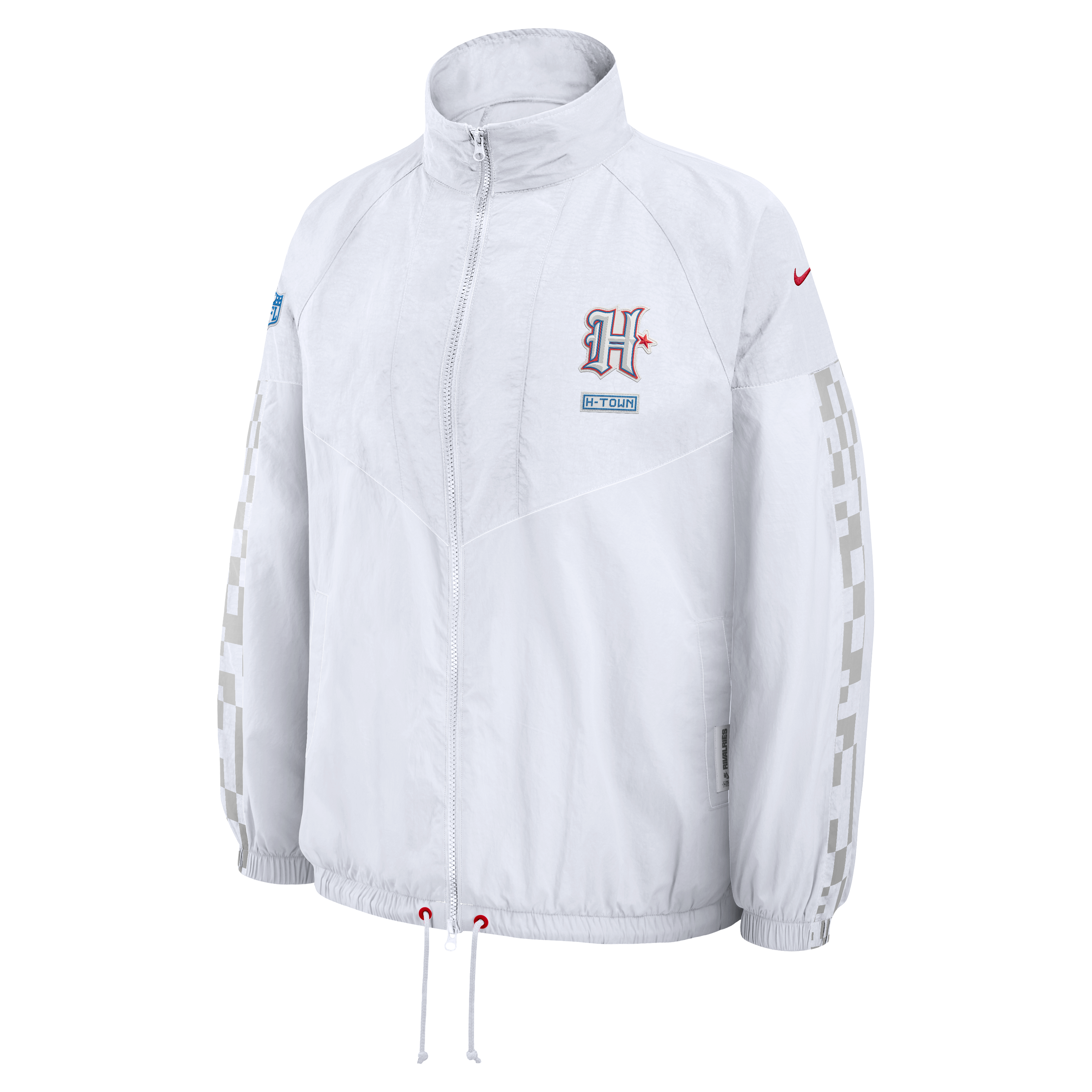 Veste zippée oversize Nike blanche pour femme, collection Houston Texans 2026 Rivalries