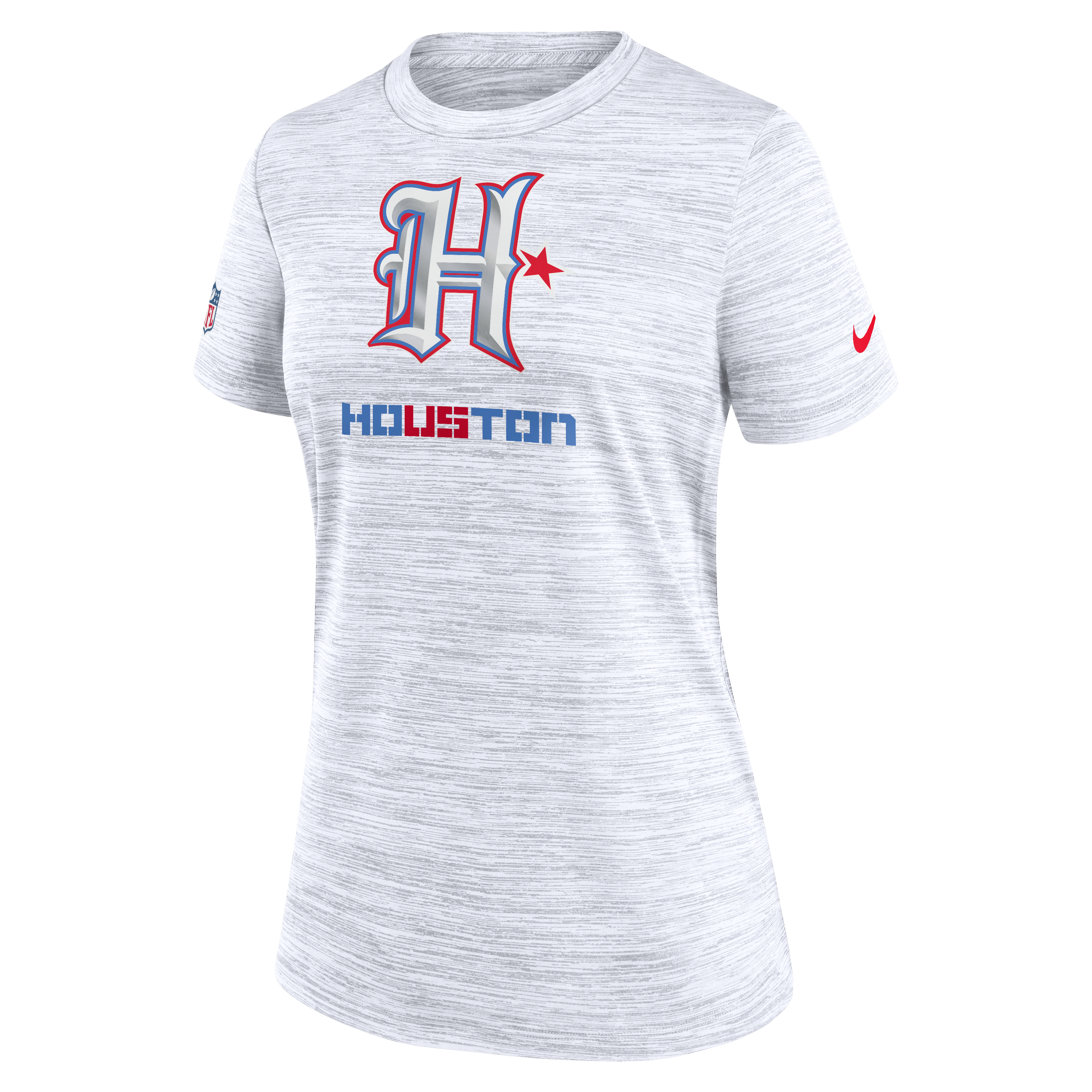 T-shirt Nike blanc pour femme, collection Rivalries 2026 des Houston Texans, Sideline Velocity Dri-FIT