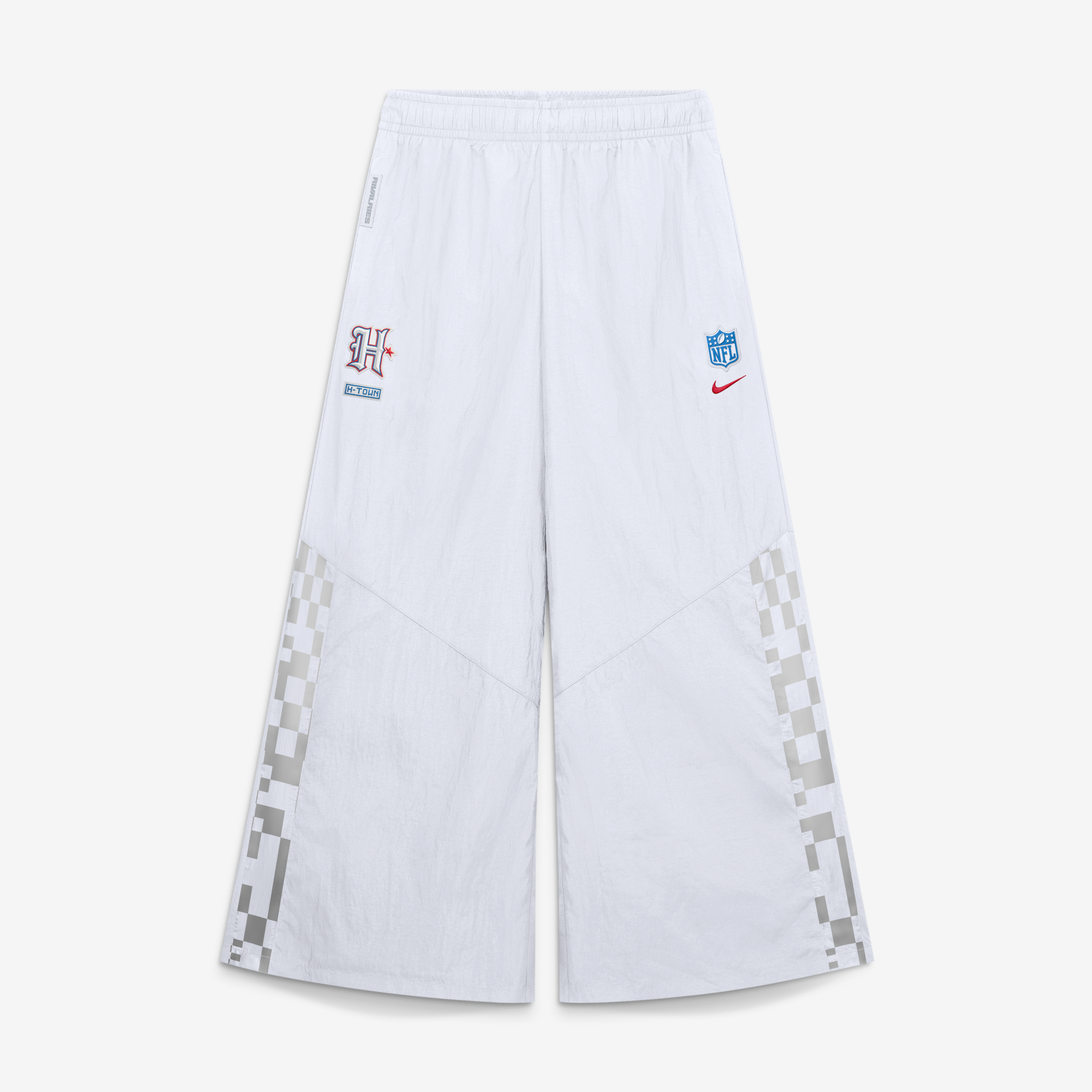 Pantalon tissé à jambes larges Nike pour femme, collection Rivalries 2026 des Houston Texans, blanc.