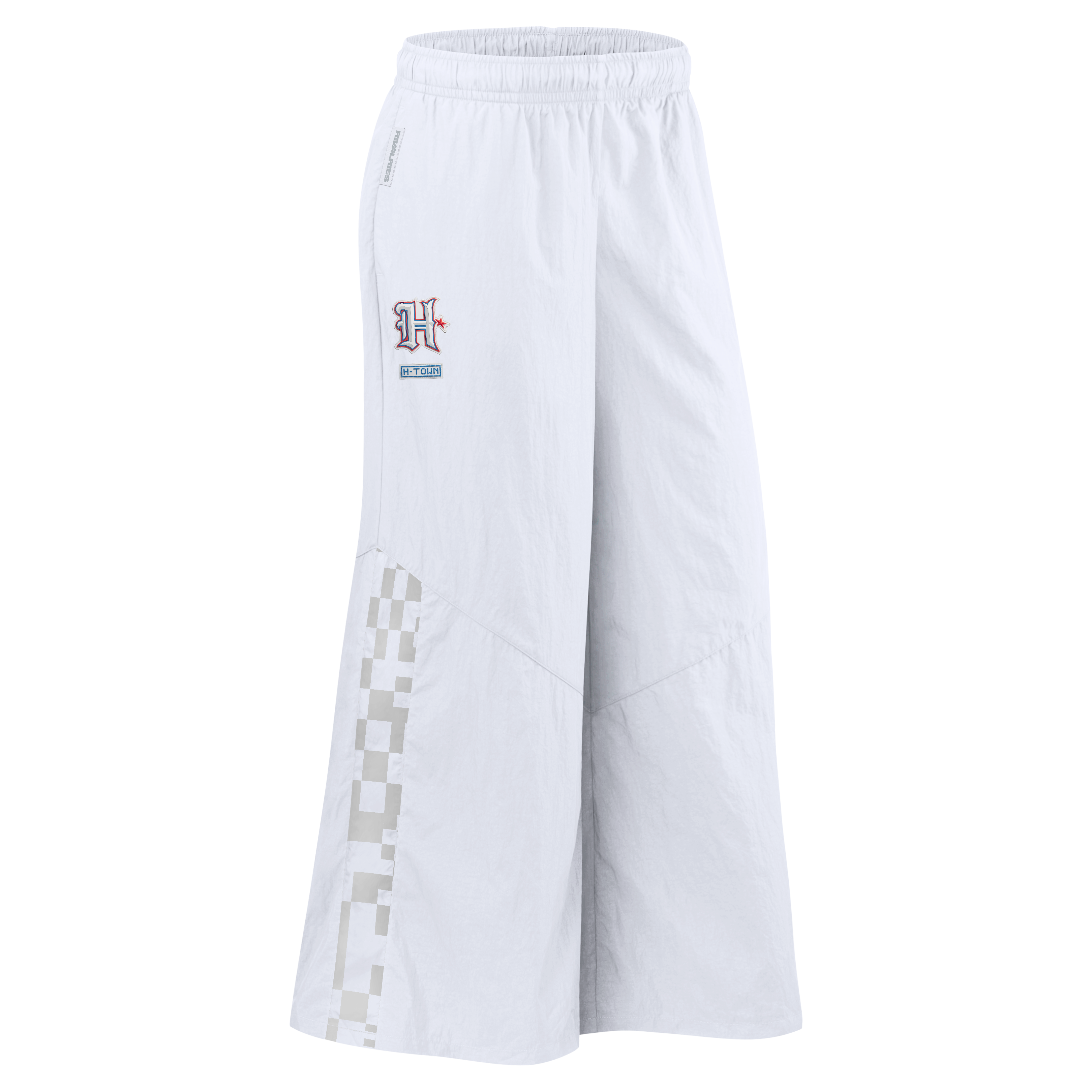 Pantalon tissé à jambes larges Nike pour femme, collection Rivalries 2026 des Houston Texans, blanc.