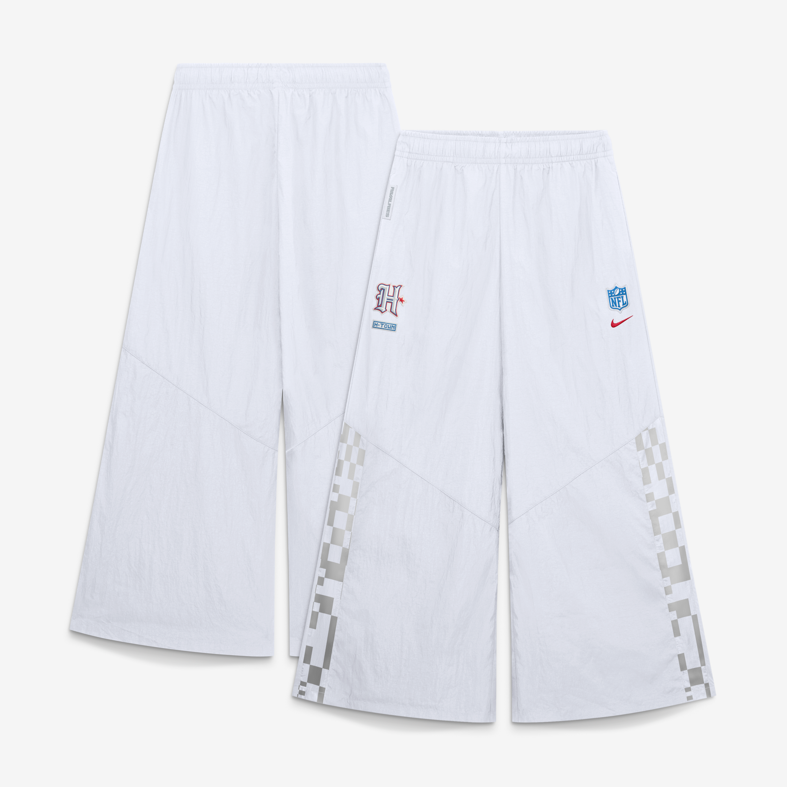 Pantalon tissé à jambes larges Nike pour femme, collection Rivalries 2026 des Houston Texans, blanc.