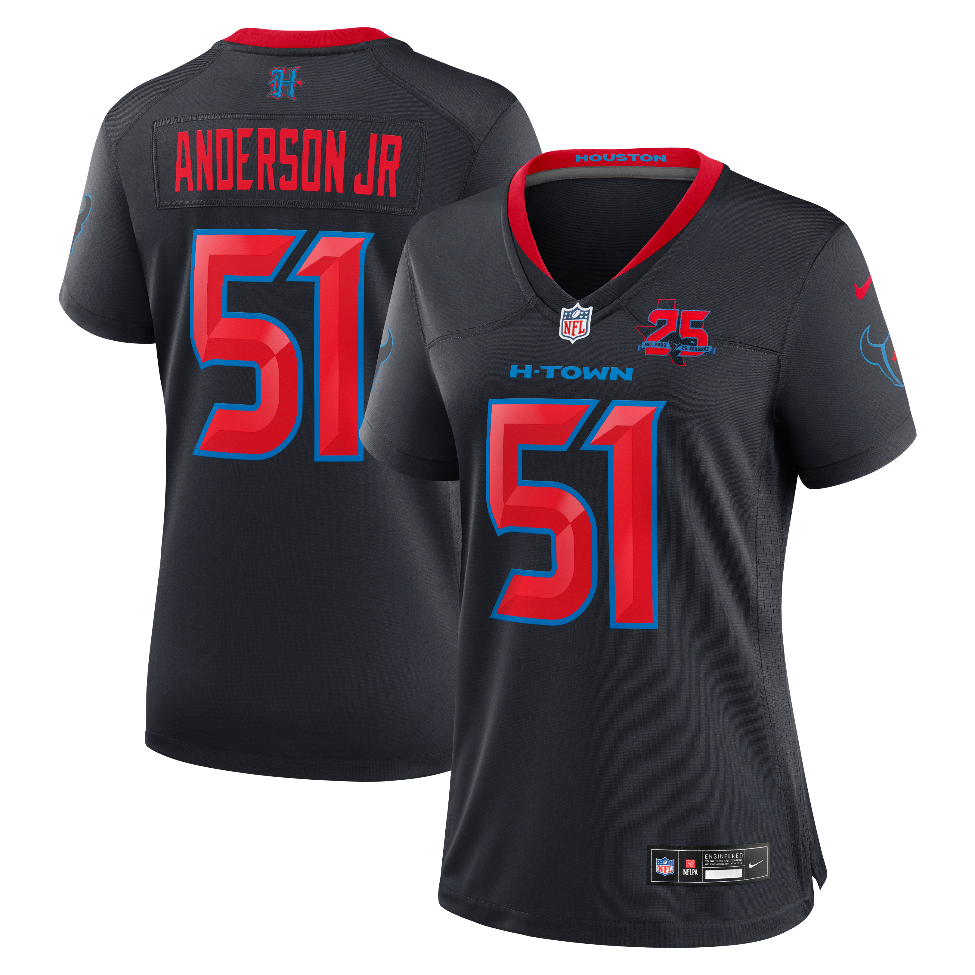 Maillot de match Nike Will Anderson Jr. bleu marine des Houston Texans, saison alternative 25, pour femme