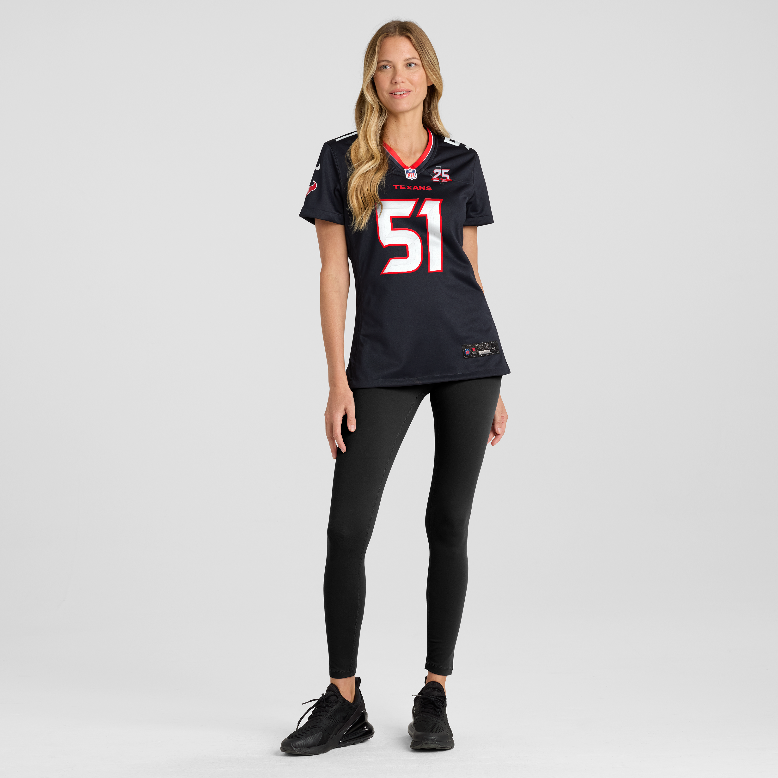 Maillot de match Nike Will Anderson Jr. bleu marine des Houston Texans pour femme, commémorant la 25e saison l'équipe