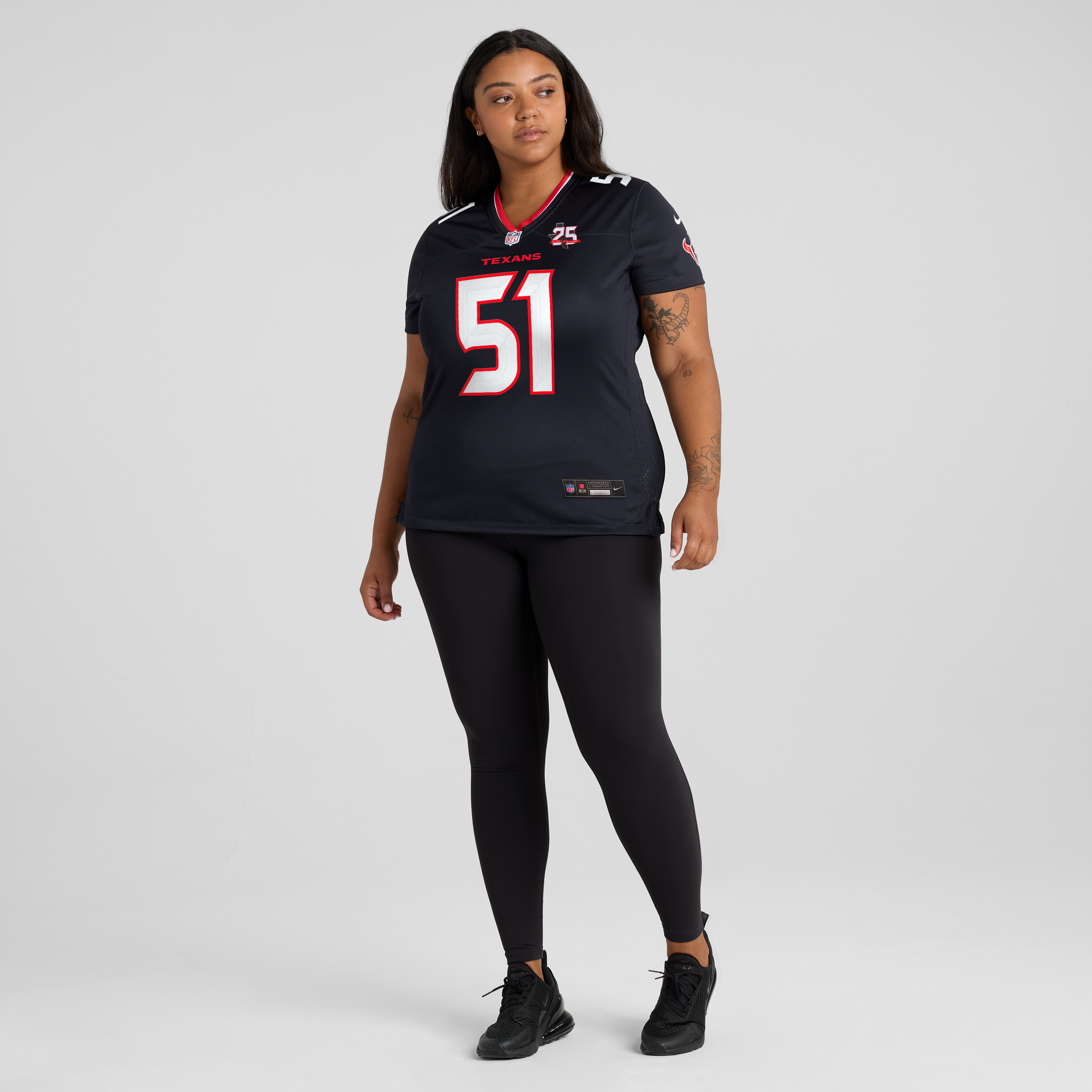 Maillot de match Nike Will Anderson Jr. bleu marine des Houston Texans pour femme, commémorant la 25e saison l'équipe