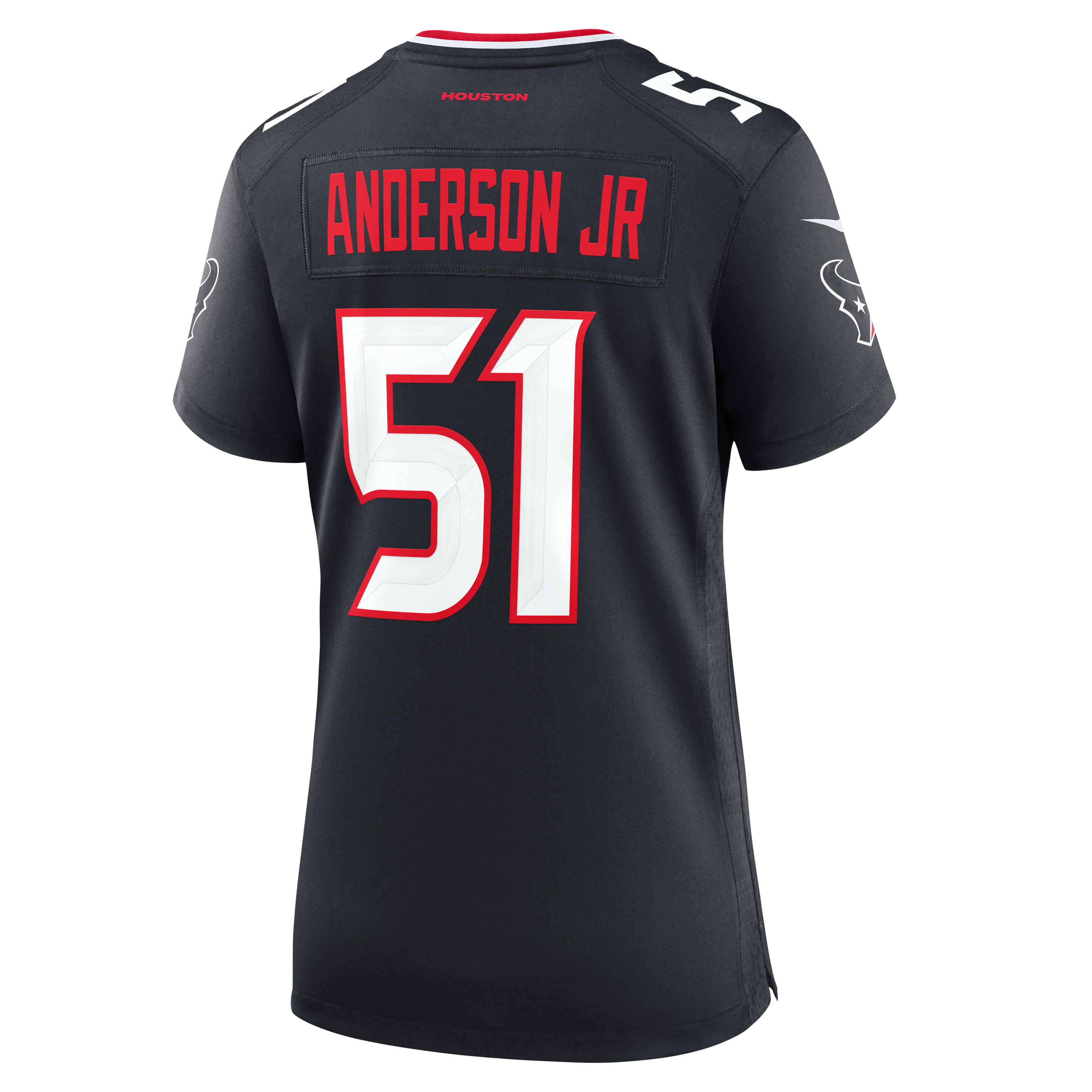 Maillot de match Nike Will Anderson Jr. bleu marine des Houston Texans pour femme, commémorant la 25e saison l'équipe