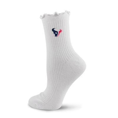  Houston Texans PRO Compression Logo Lettuce Hem Quarter Socks - White