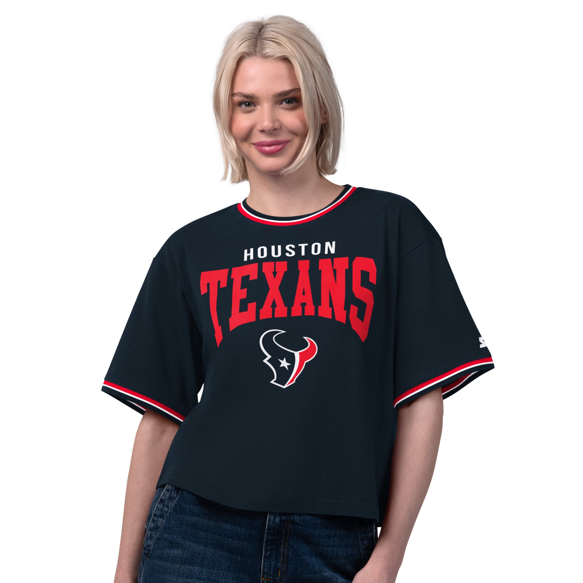 T-shirt court Starter Ace bleu marine pour femmes, Houston Texans