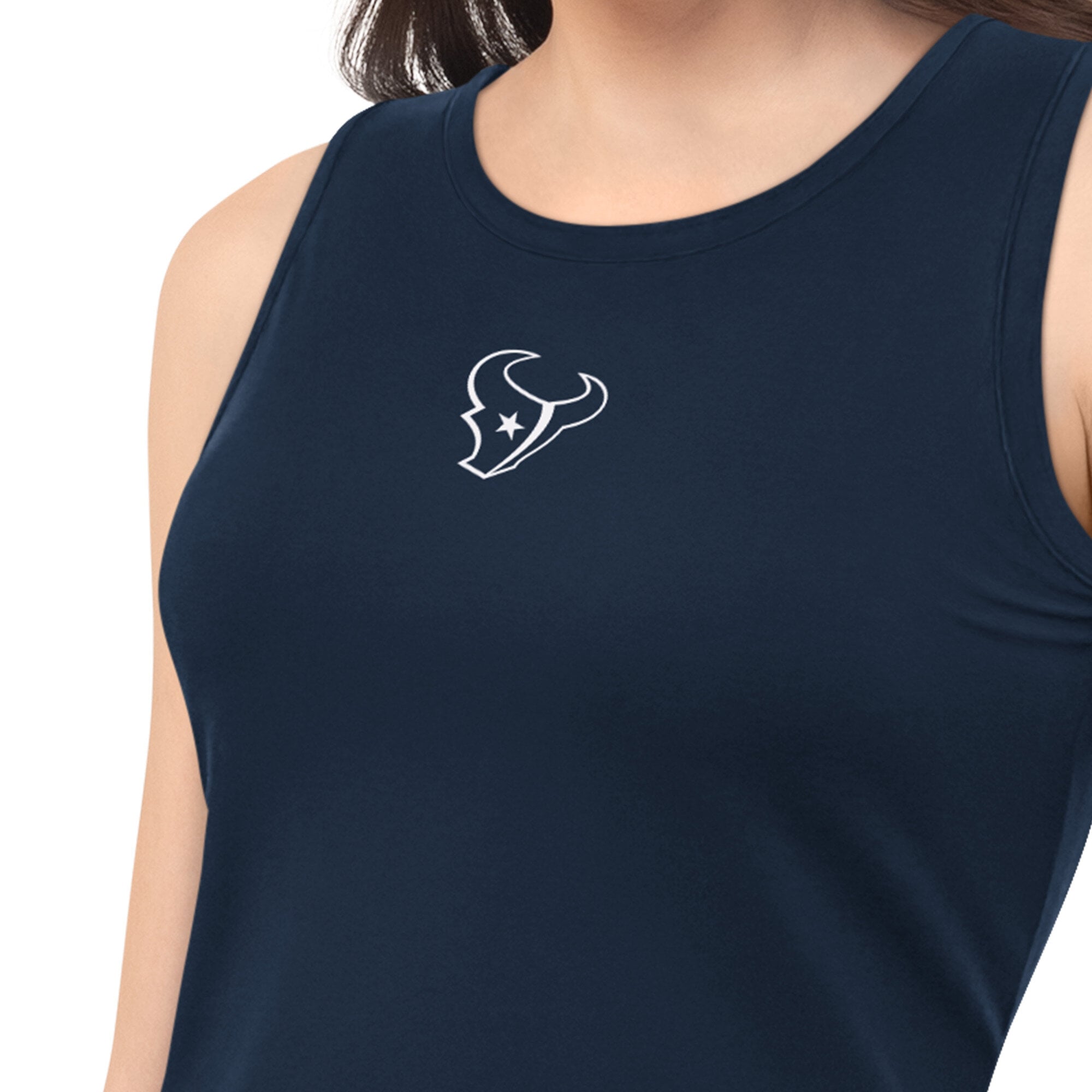 Women's  Starter Navy Houston Texans Athleisure Cropped Tank Top