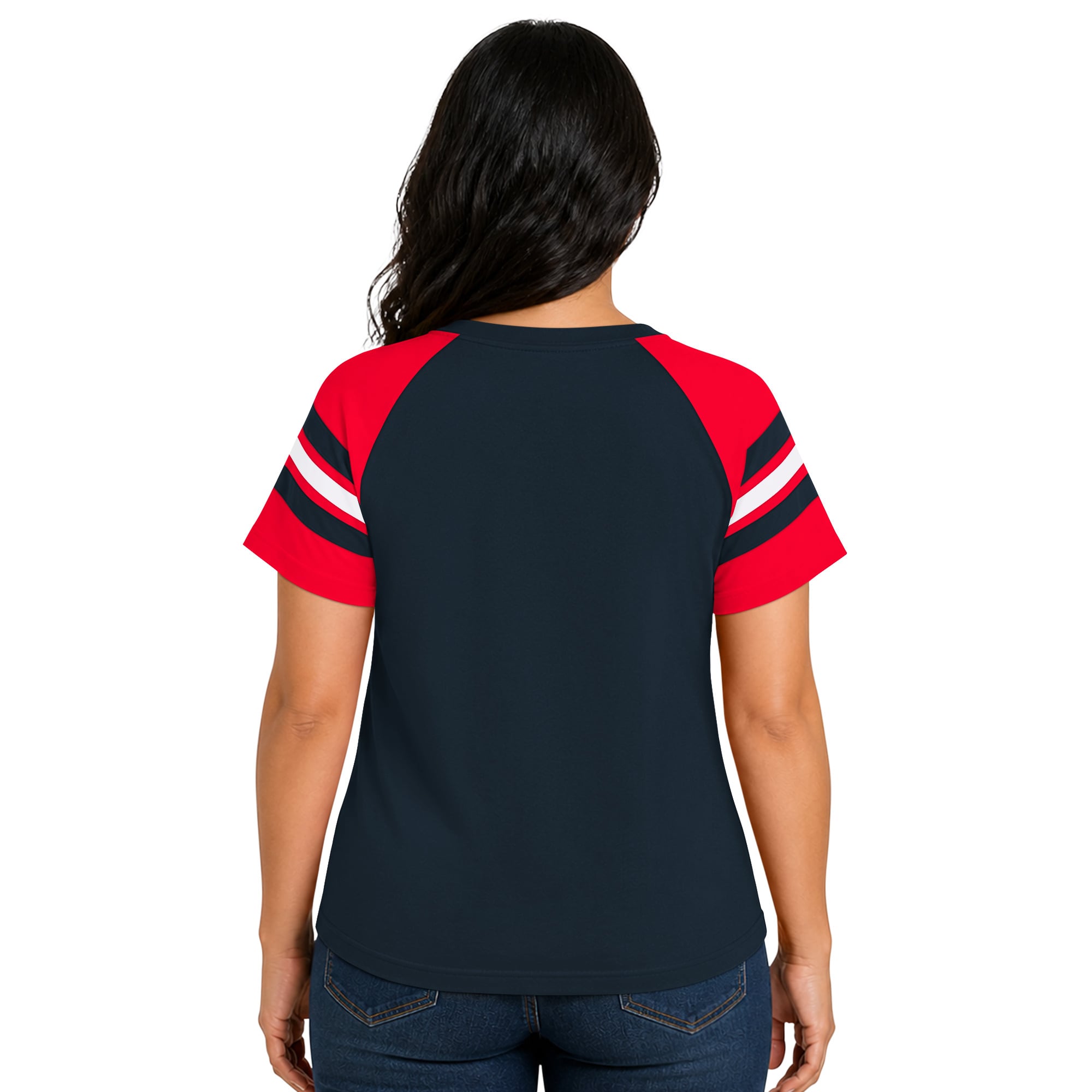 T-shirt raglan à col cranté Starter Navy Houston Texans pour femme, grande taille