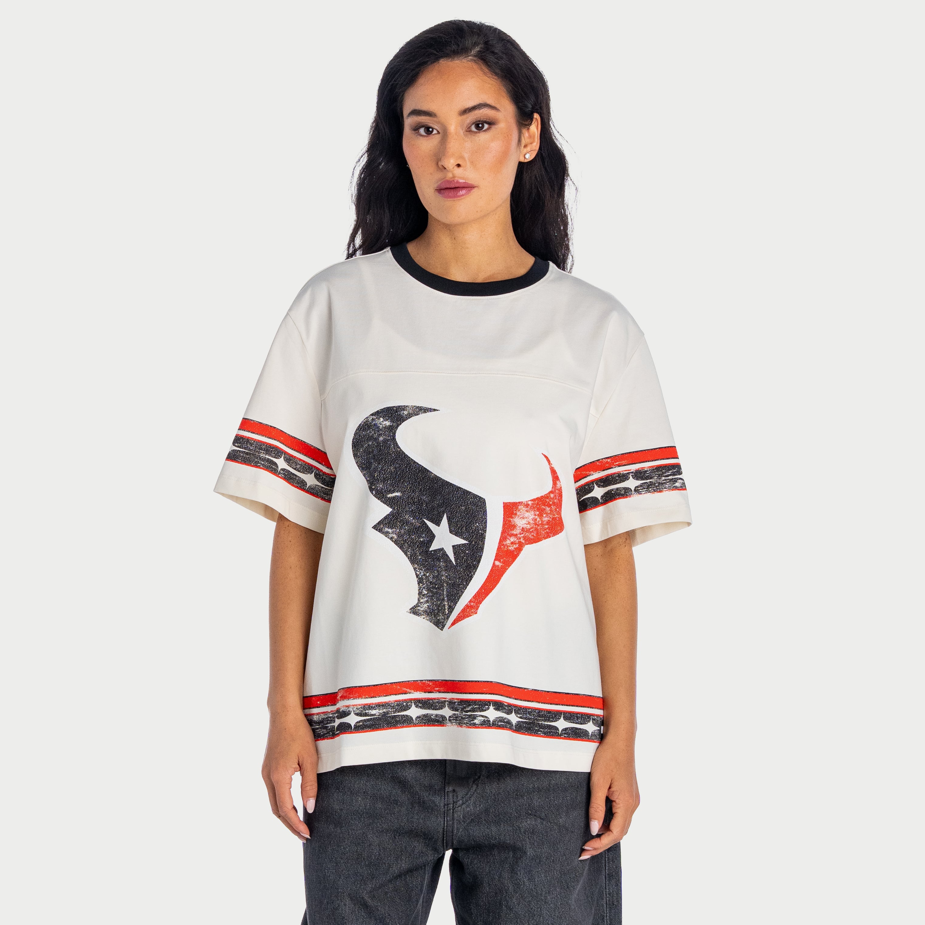 T-shirt boyfriend oversize crème The Wild Collective pour femme, Houston Texans