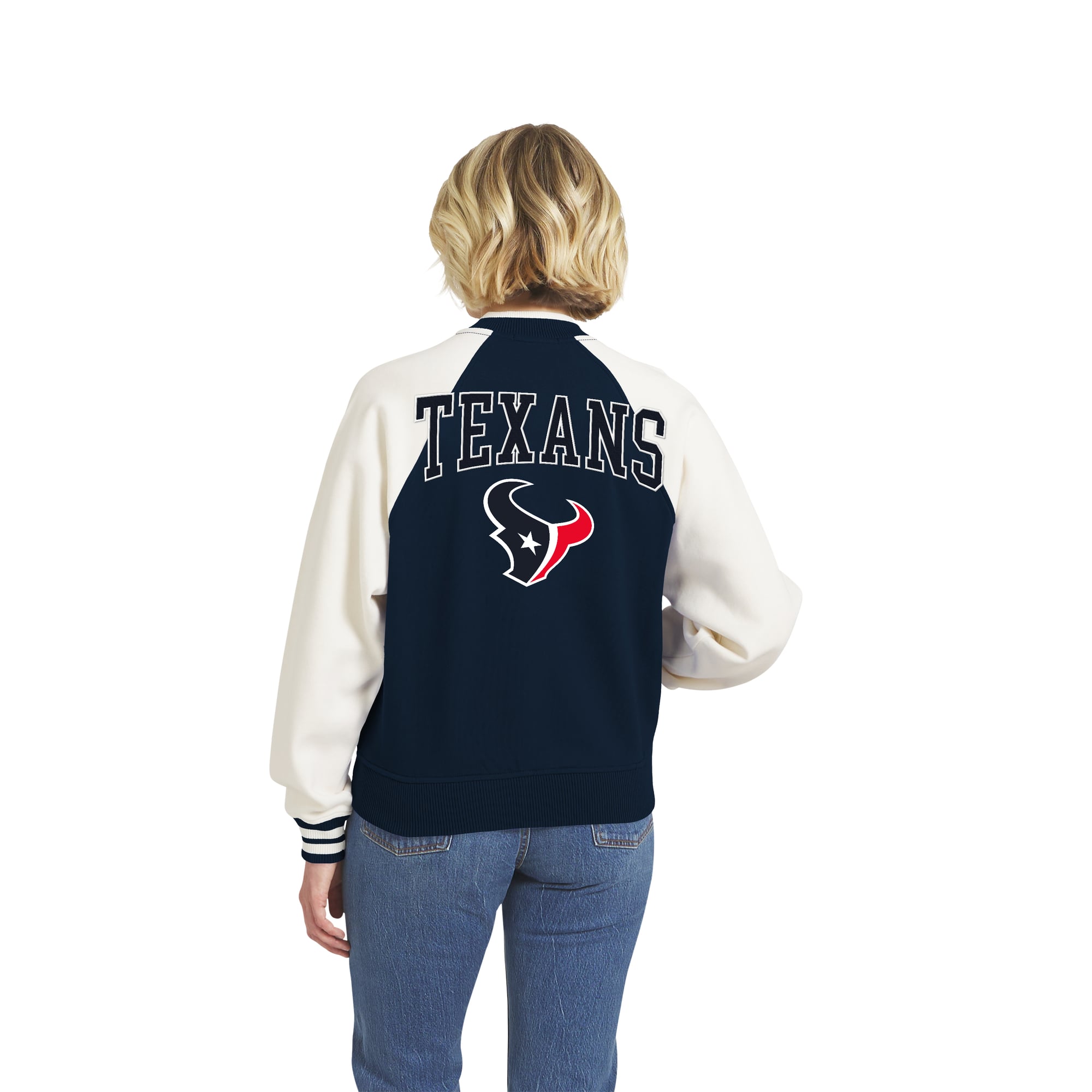 Veste polaire raglan zippée intégrale style rétro Houston Texans bleu marine pour femme de la marque WEAR by Erin Andrews