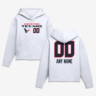 Houston Texans Women's Touchdown Wordmark Personalized Name & Number Hoodie - White