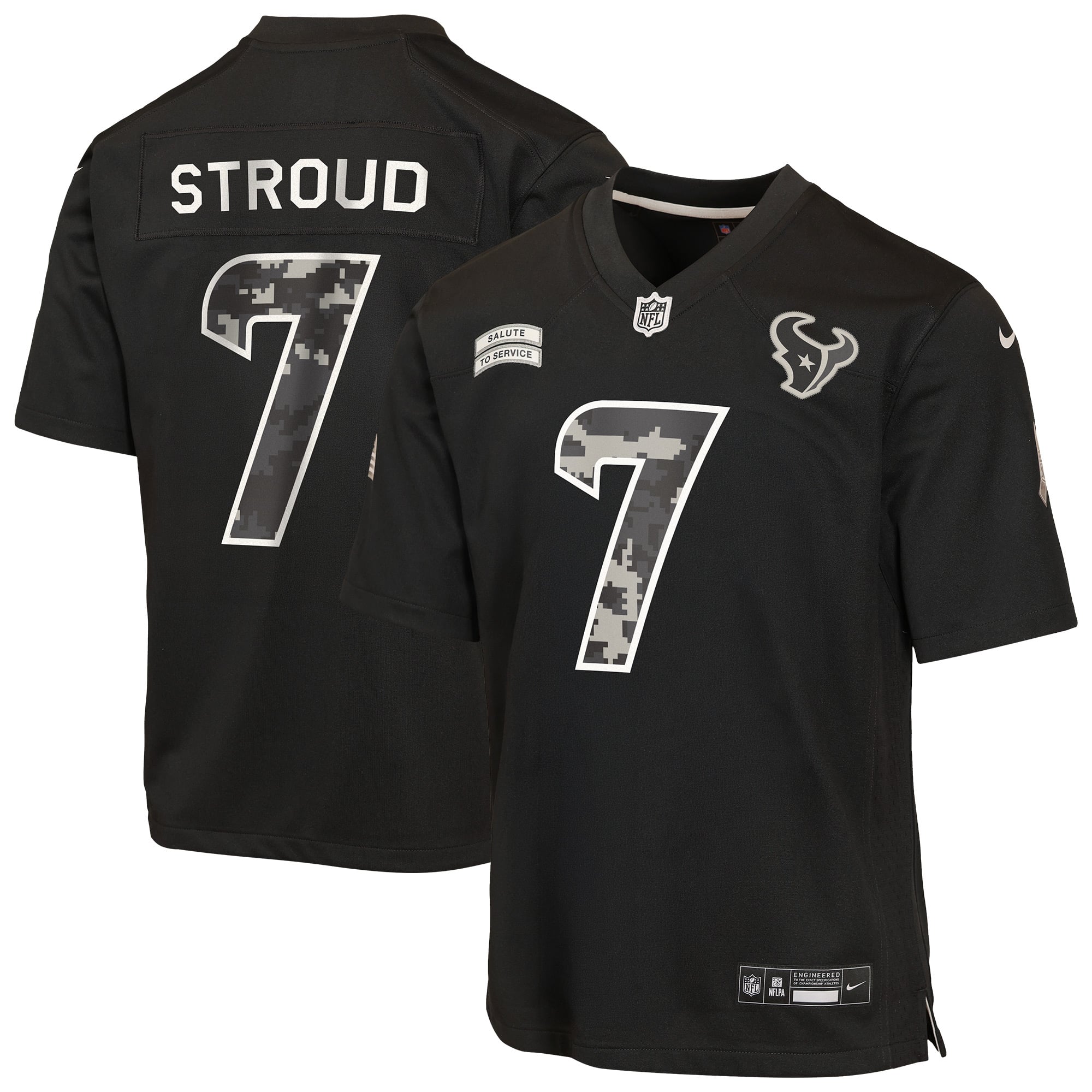 Youth Nike C.J. Stroud Black Houston Texans 2026 Salute to Service Game Jersey