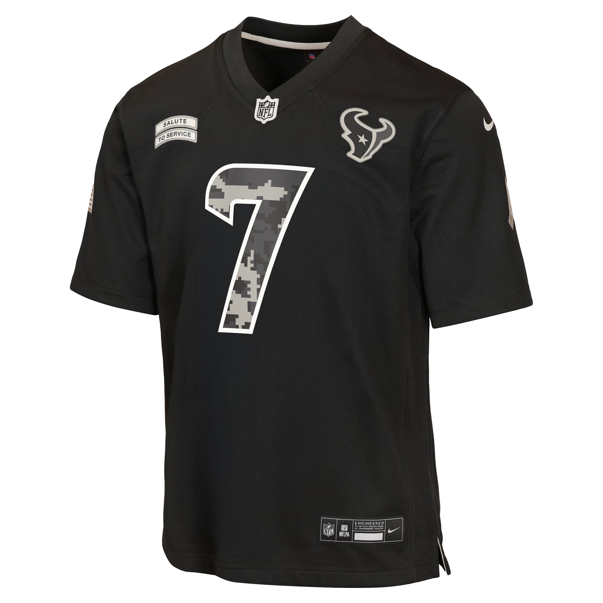 Youth Nike C.J. Stroud Black Houston Texans 2026 Salute to Service Game Jersey