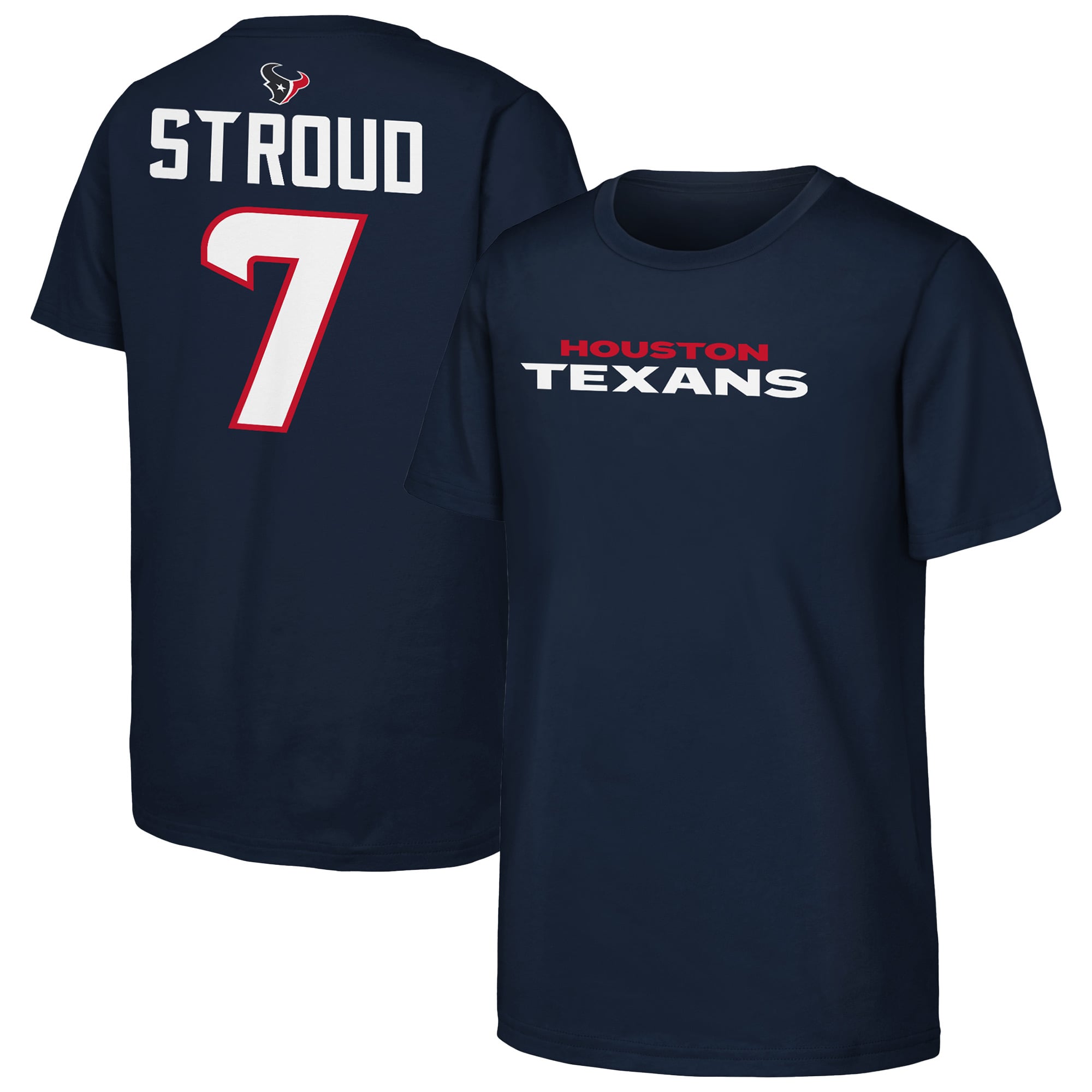 T-shirt Outerstuff Youth C.J. Stroud bleu marine Houston Texans avec nom et numéro