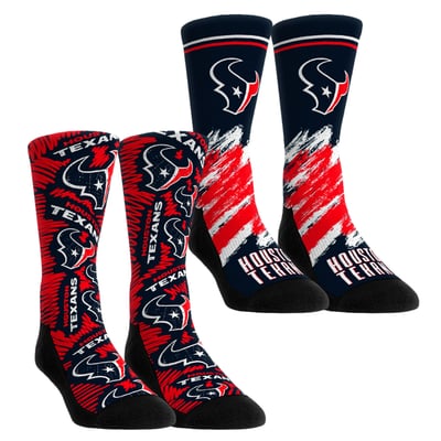  Houston Texans Rock Em Youth Throwback Two-Pack Crew Socks Set - Navy