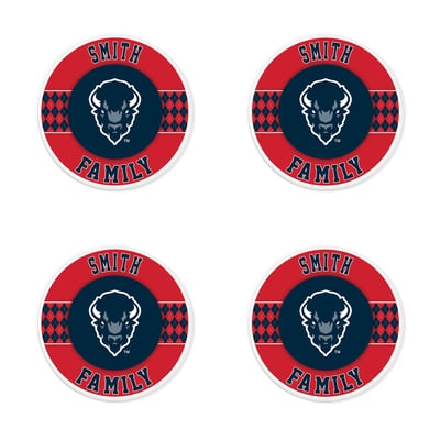 Howard Bison 4" Personalized Circular Coasters 4-Pack Set