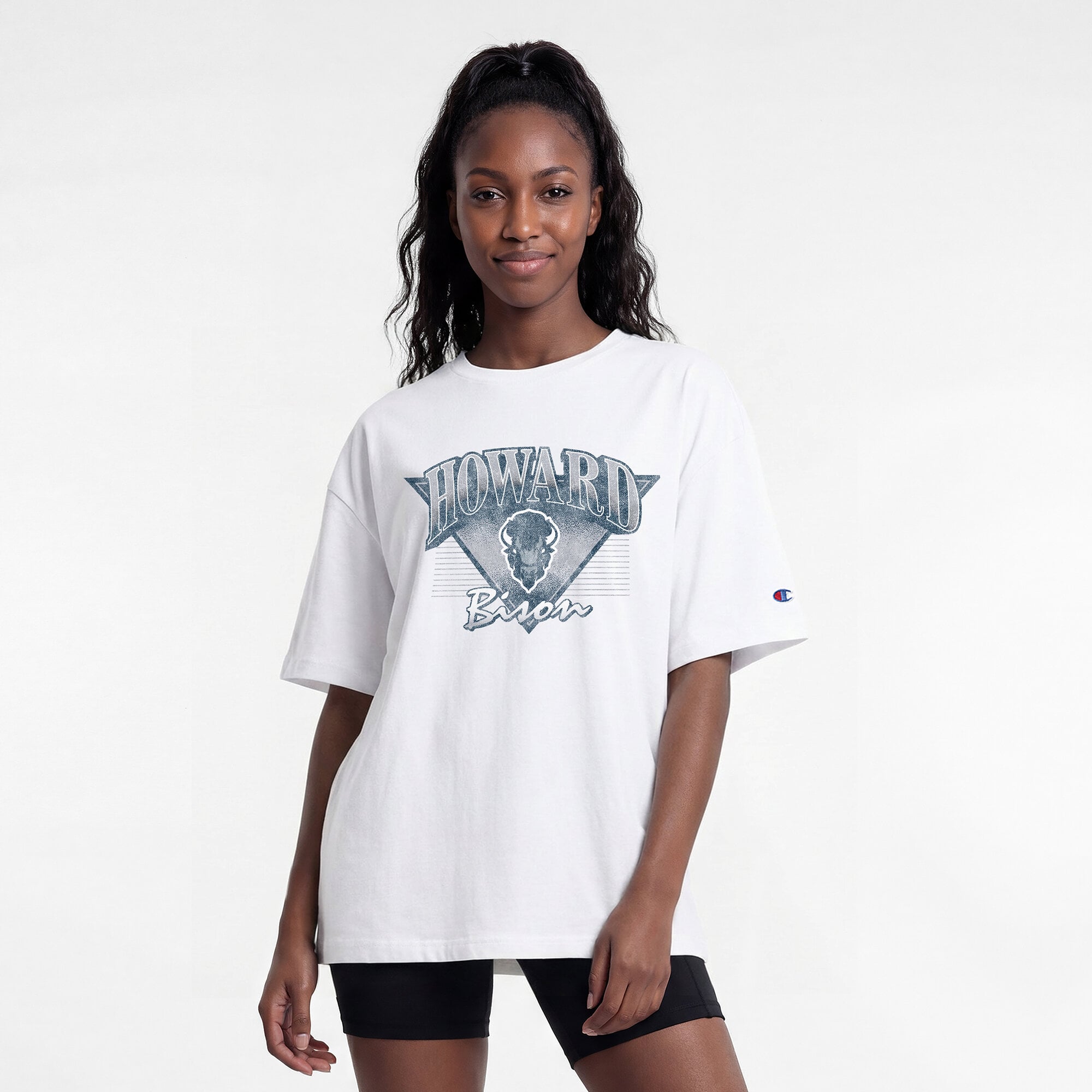 T-shirt oversize rétro Howard Bison blanc Champion pour femme