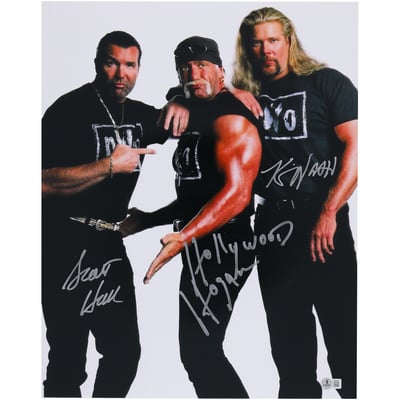 Hulk Hogan, Scott Hall & Kevin Nash WWE Autographed Fanatics Authentic 16" x 20" New World Order Studio Photograph 