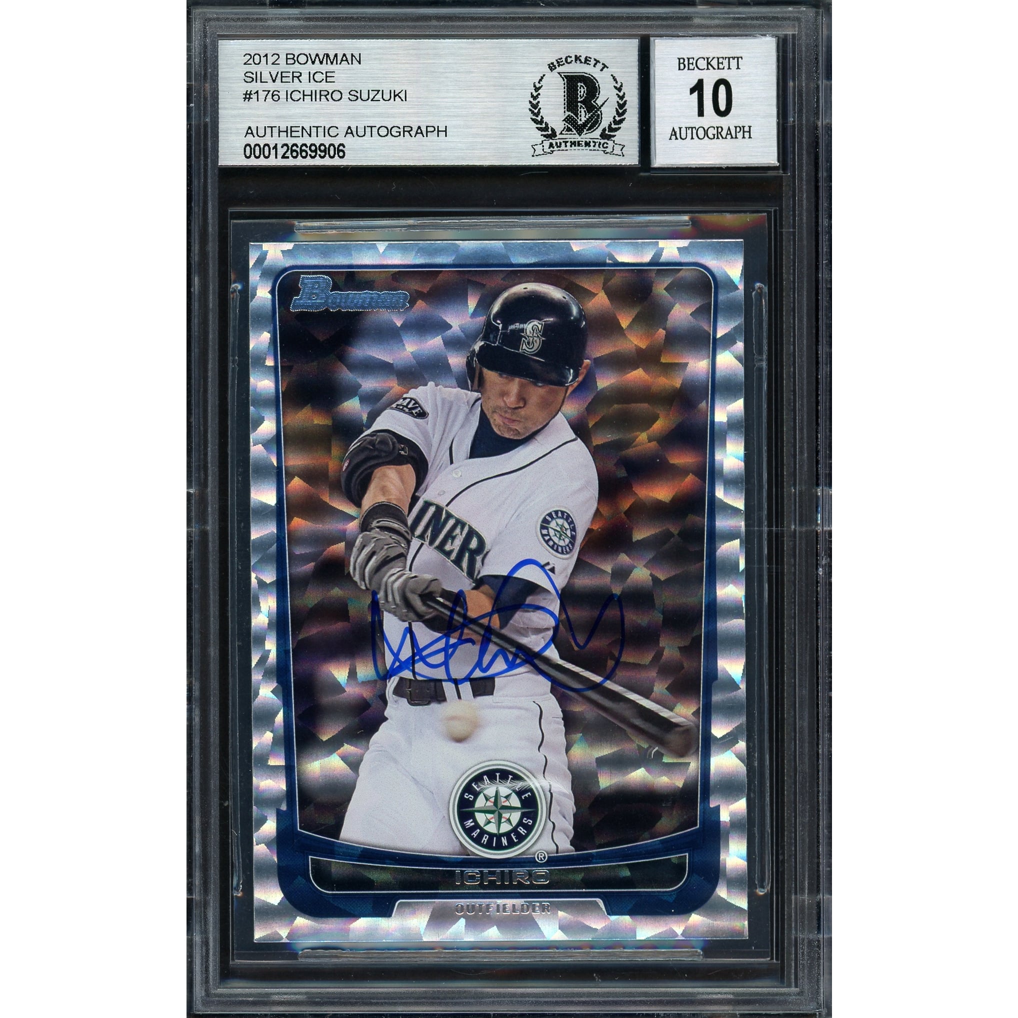 Ichiro Suzuki Autographed 2012 Bowman Silver Ice Card #176 Seattle 